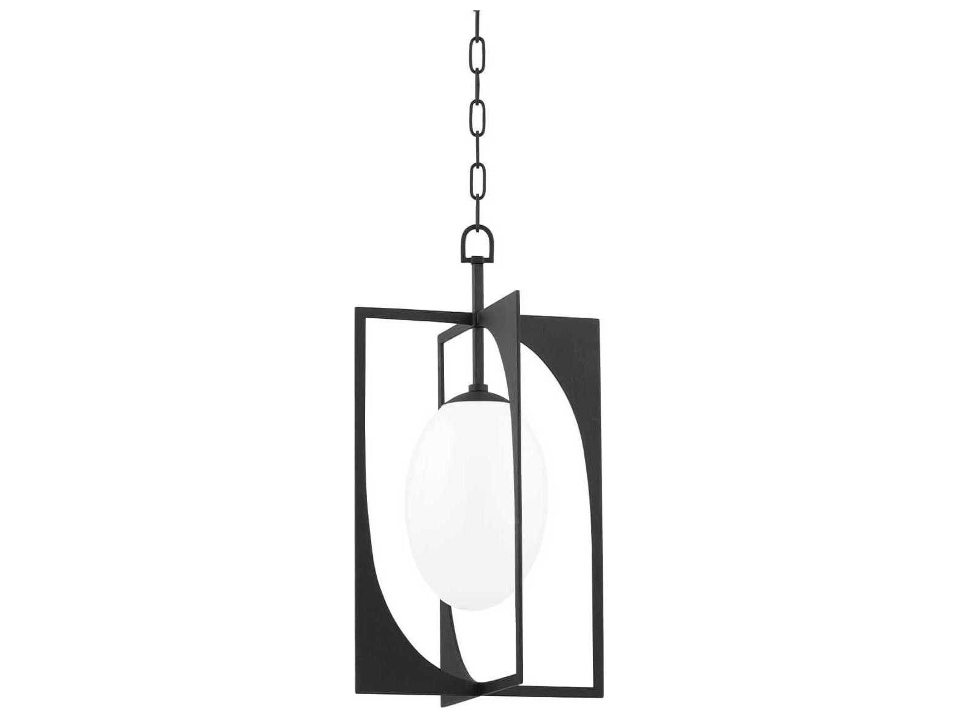 Troy Lighting Enzo 1-Light Black White Glass Geometric Pendant