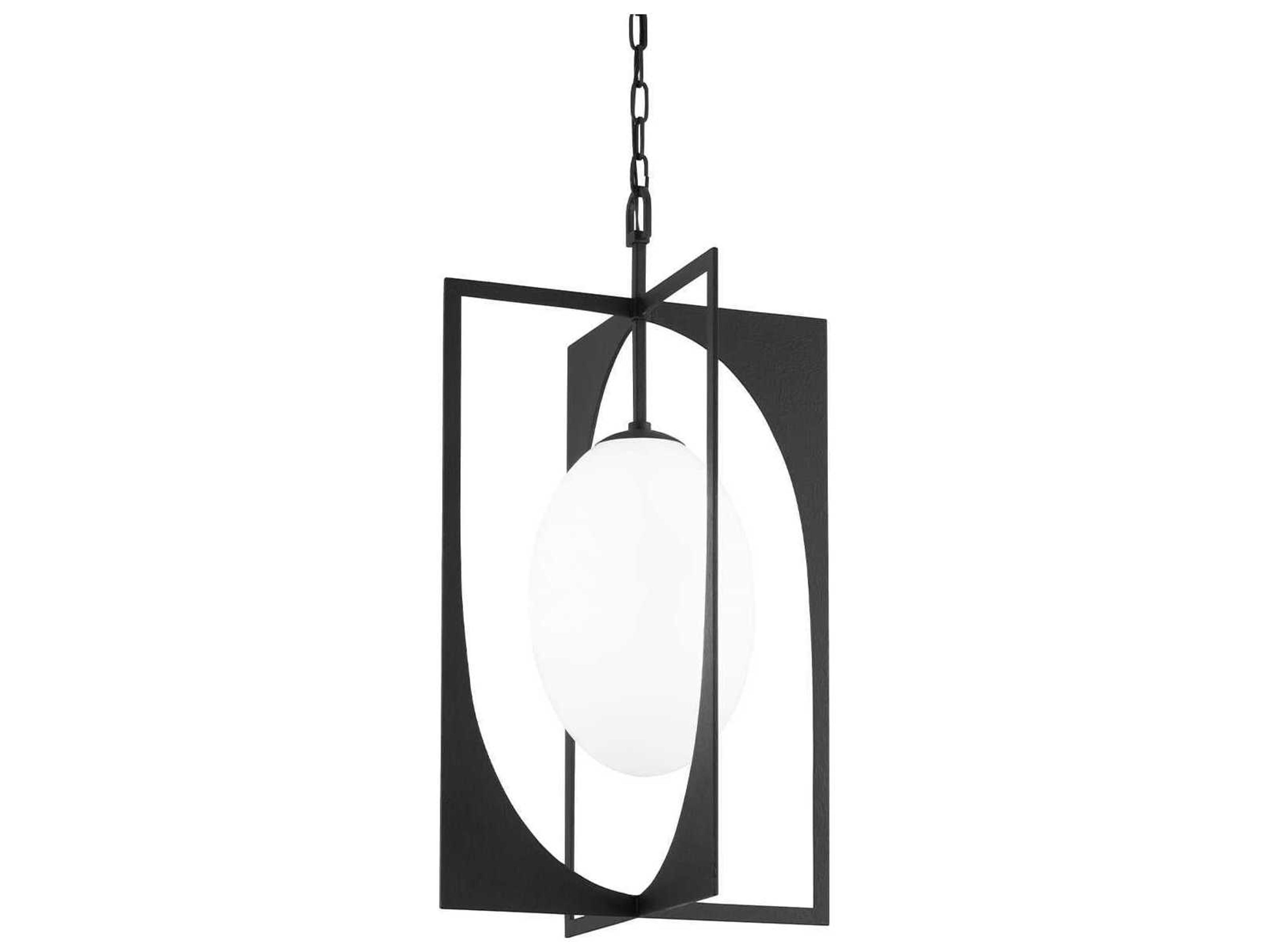 Troy Lighting Enzo 1-Light Black Glass Geometric Pendant
