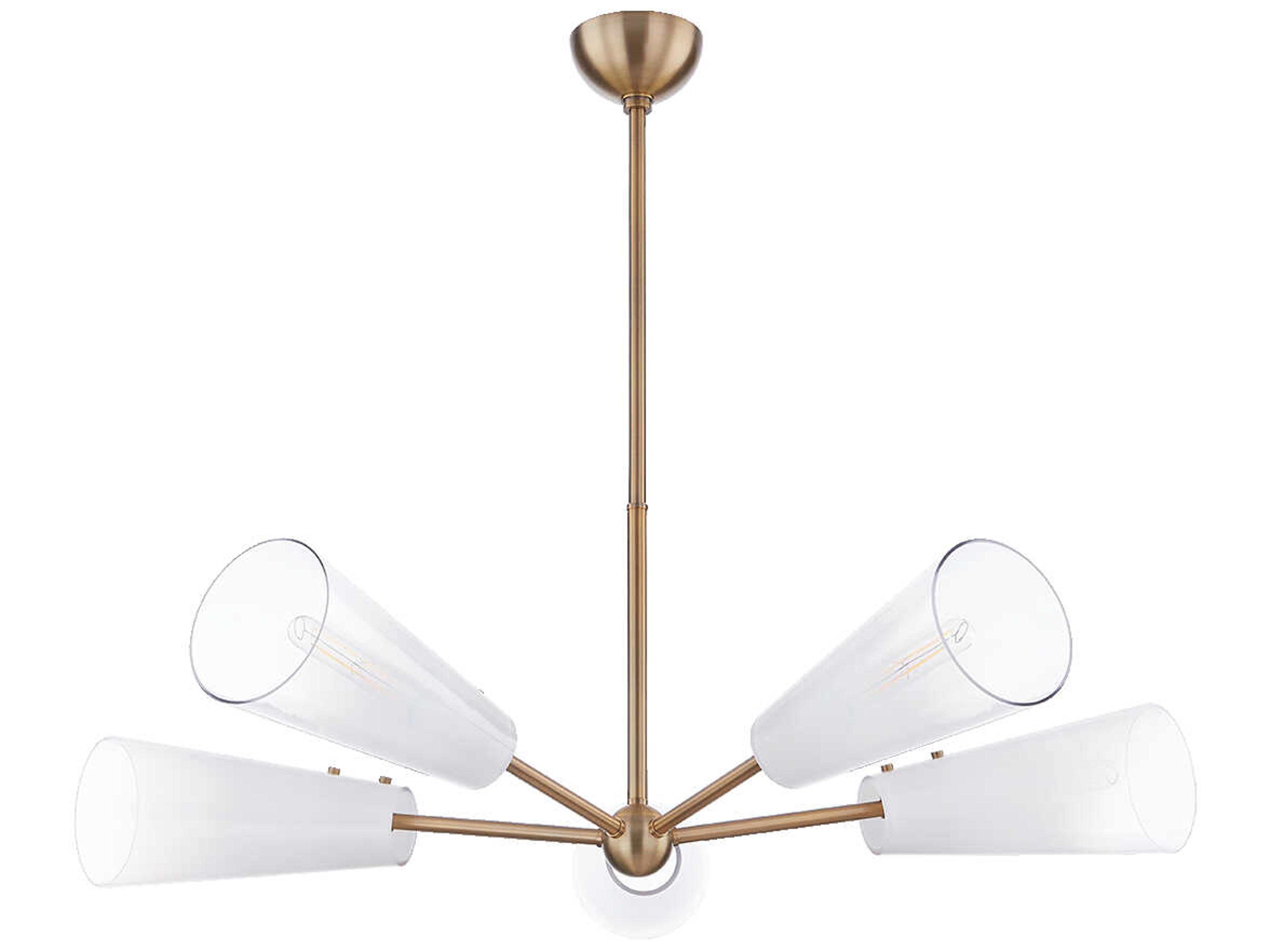 Troy Lighting Camarillo 5-Light Patina Brass Glass Chandelier