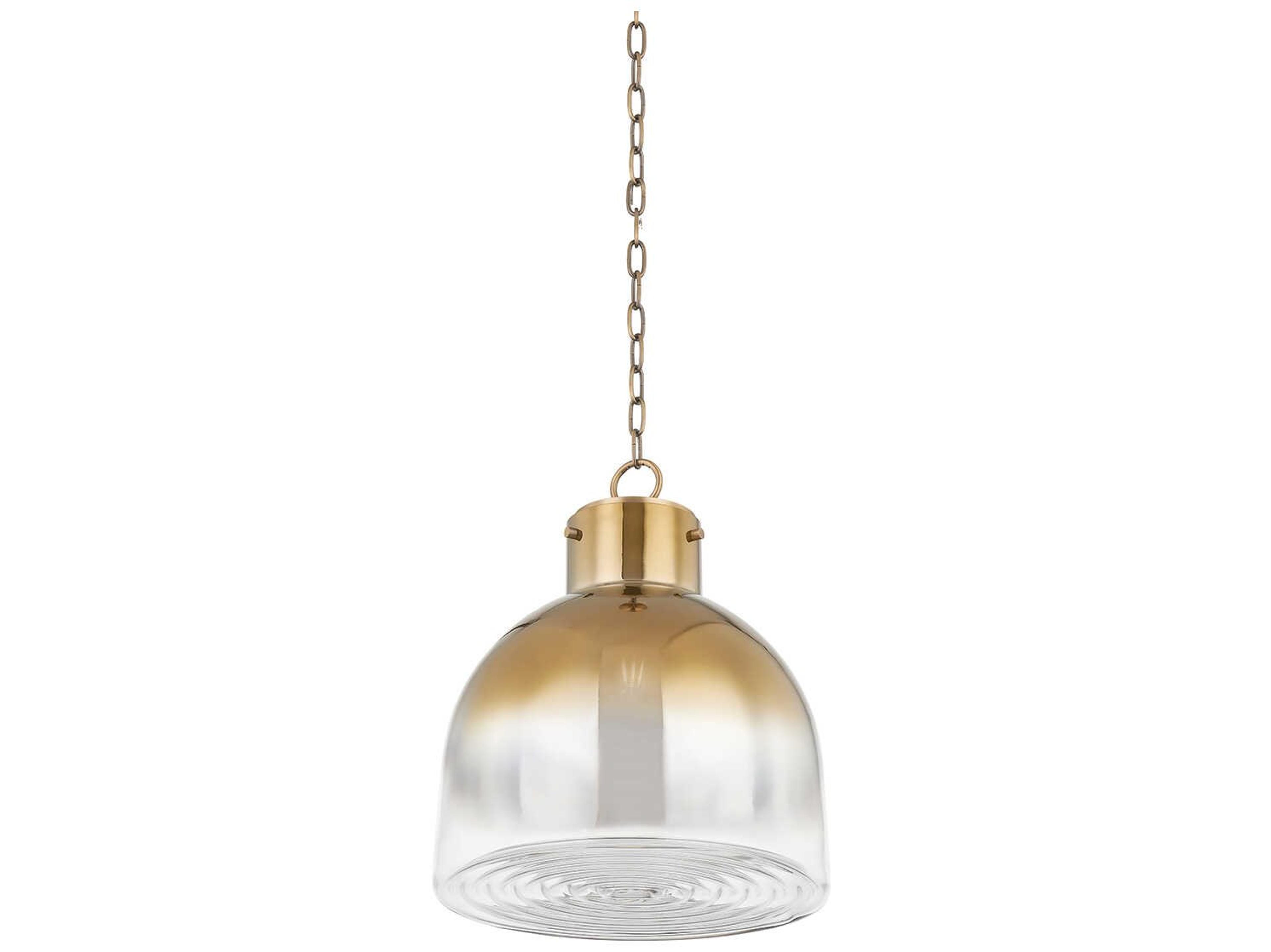 Troy Lighting Beryl 1-Light Patina Brass Glass Mini Pendant