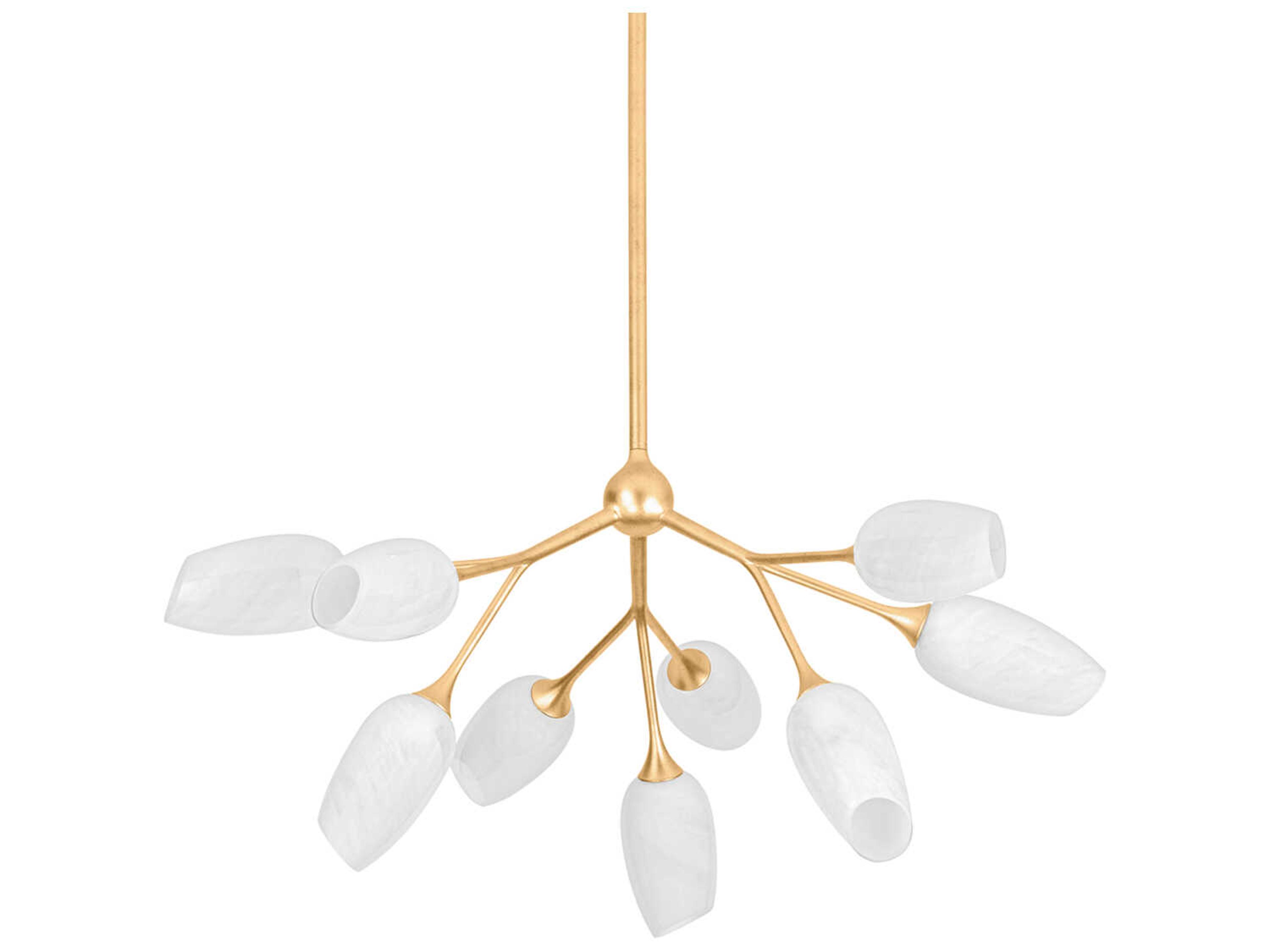 Troy Lighting Aldean 9-Light Vintage Gold Leaf Brass Candelabra Chandelier