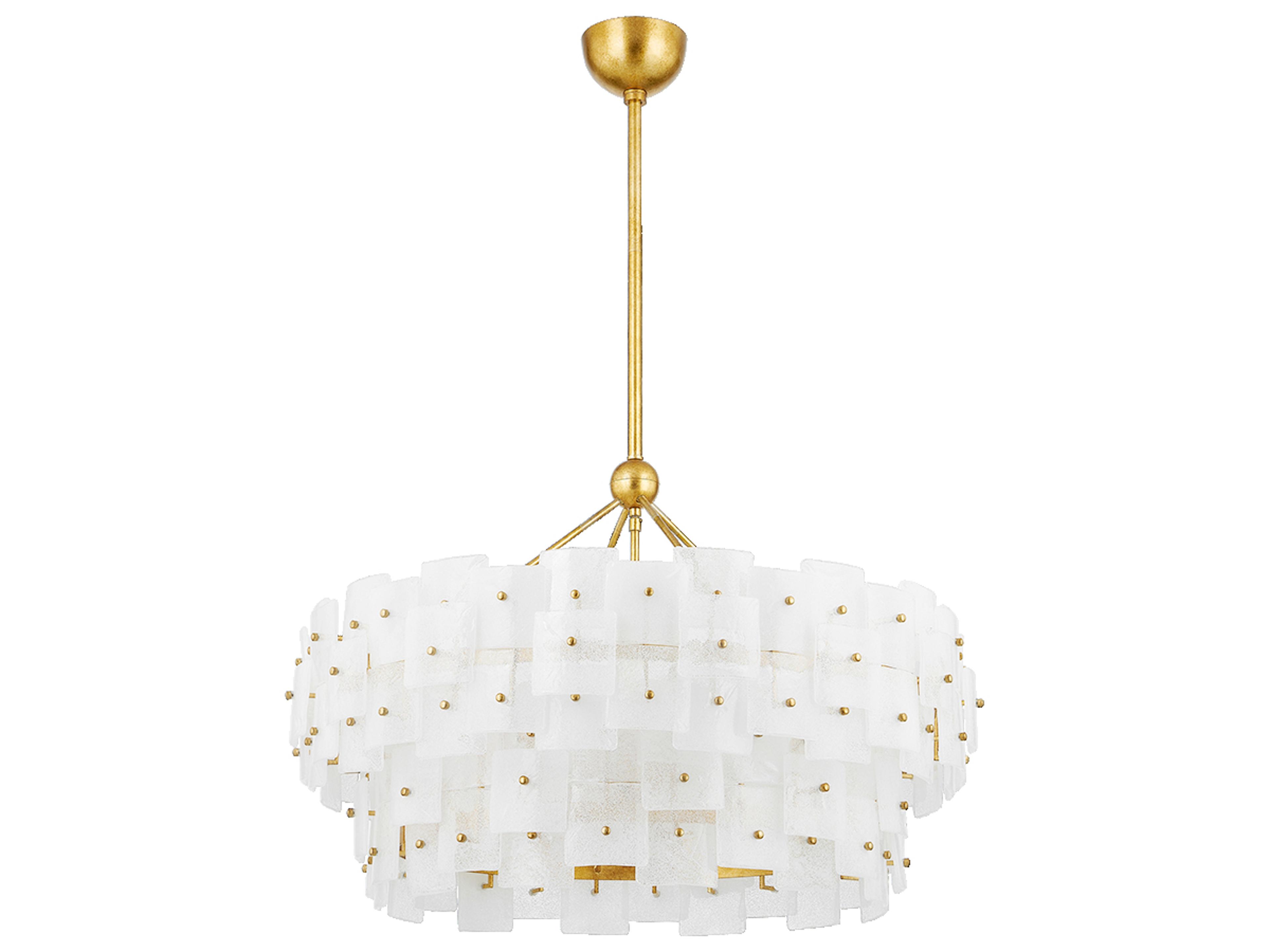 Troy Lighting Jacik 8-Light Vintage Gold Leaf White Chandelier