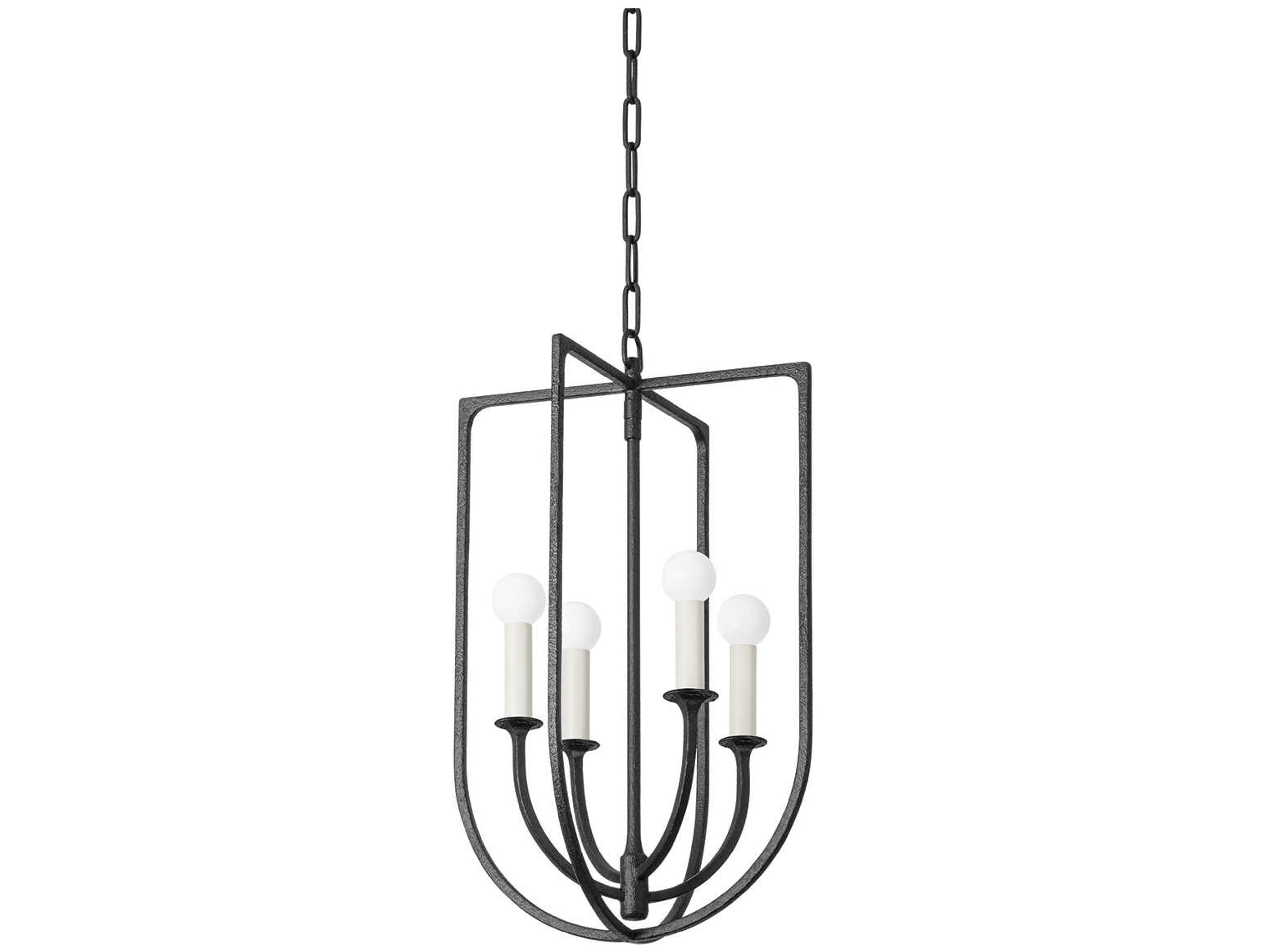 Troy Lighting Kael 4-Light Black Iron Lantern Pendant