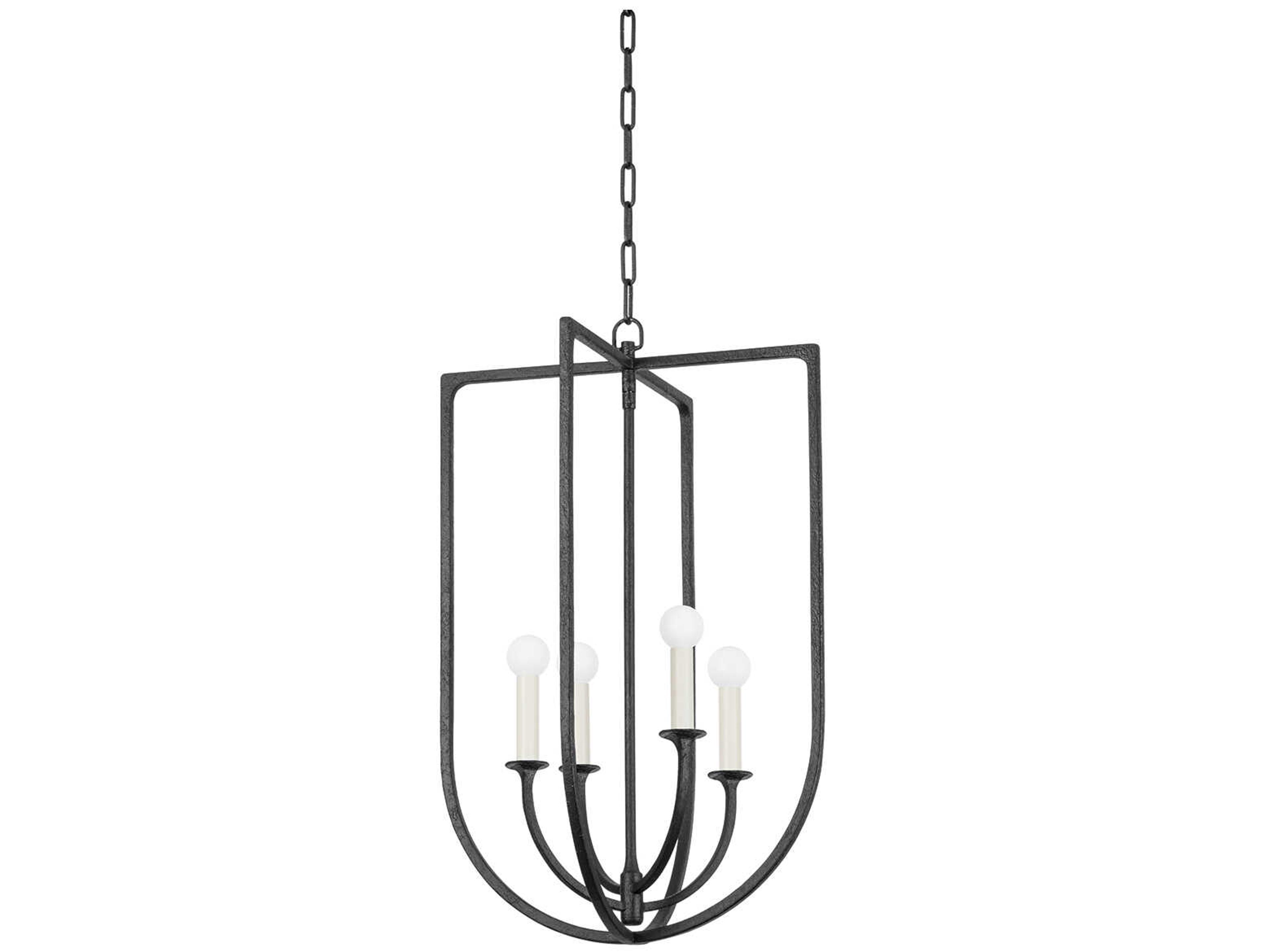 Troy Lighting Kael 4-Light Black Iron Lantern Pendant