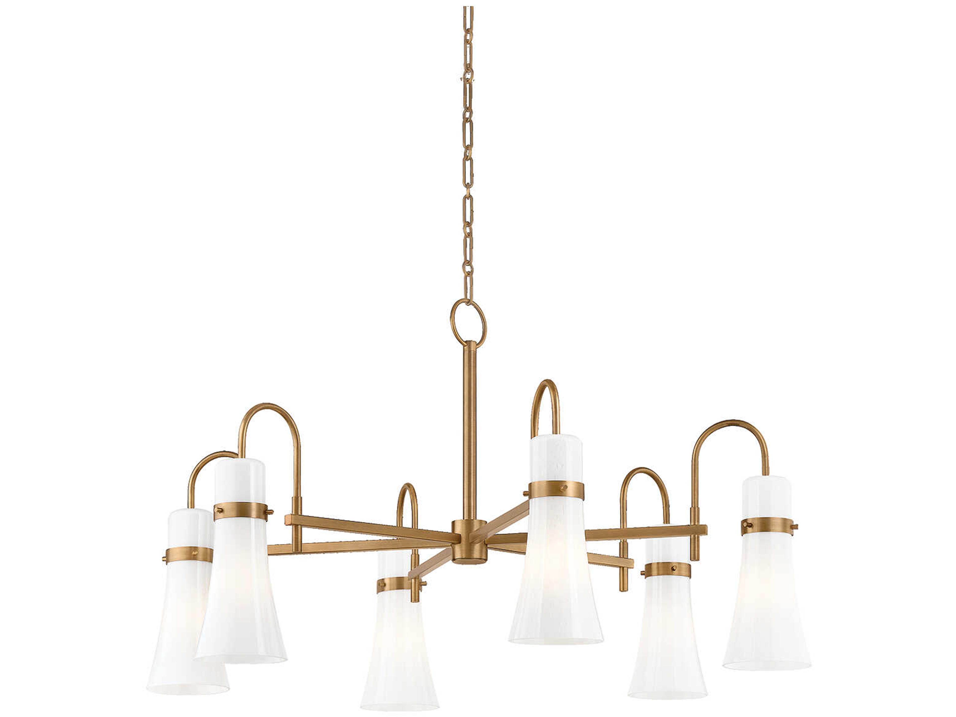 Troy Lighting Maple 6-Light Patina Brass Chandelier