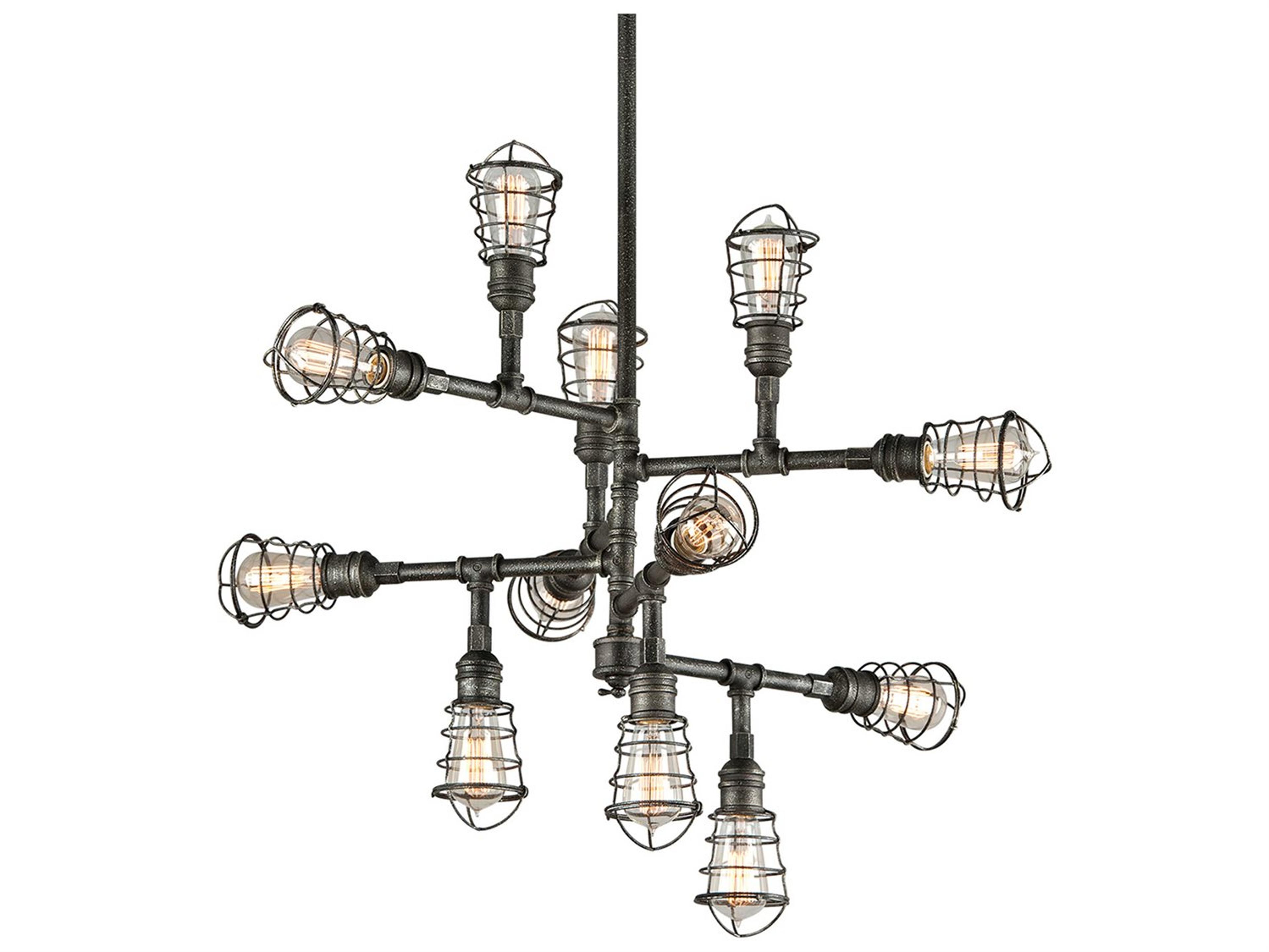 Troy Lighting Conduit 12-Light Old Silver Chandelier