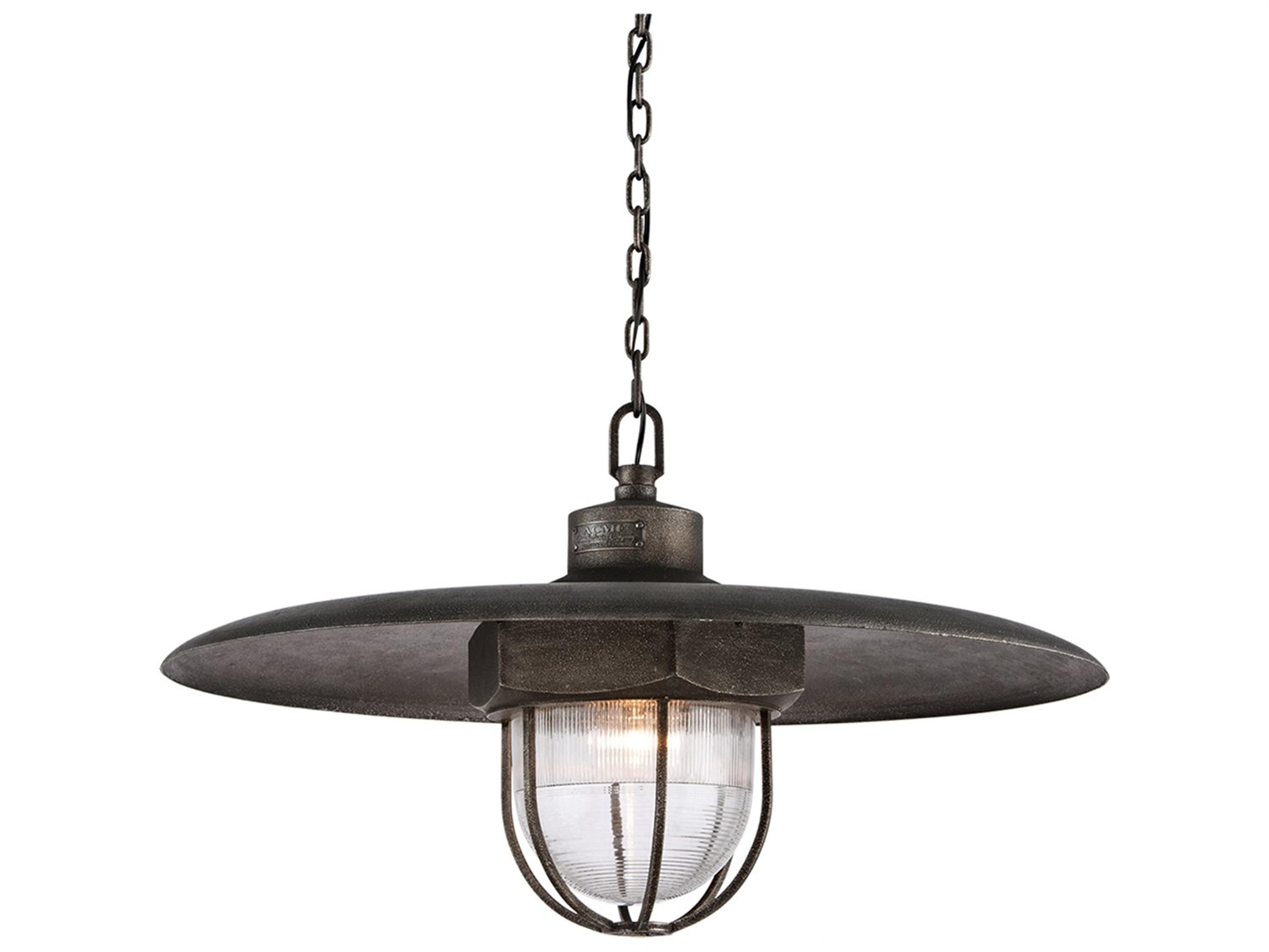 Troy Lighting Acme 1-Light Aged Silver Glass Bell Pendant