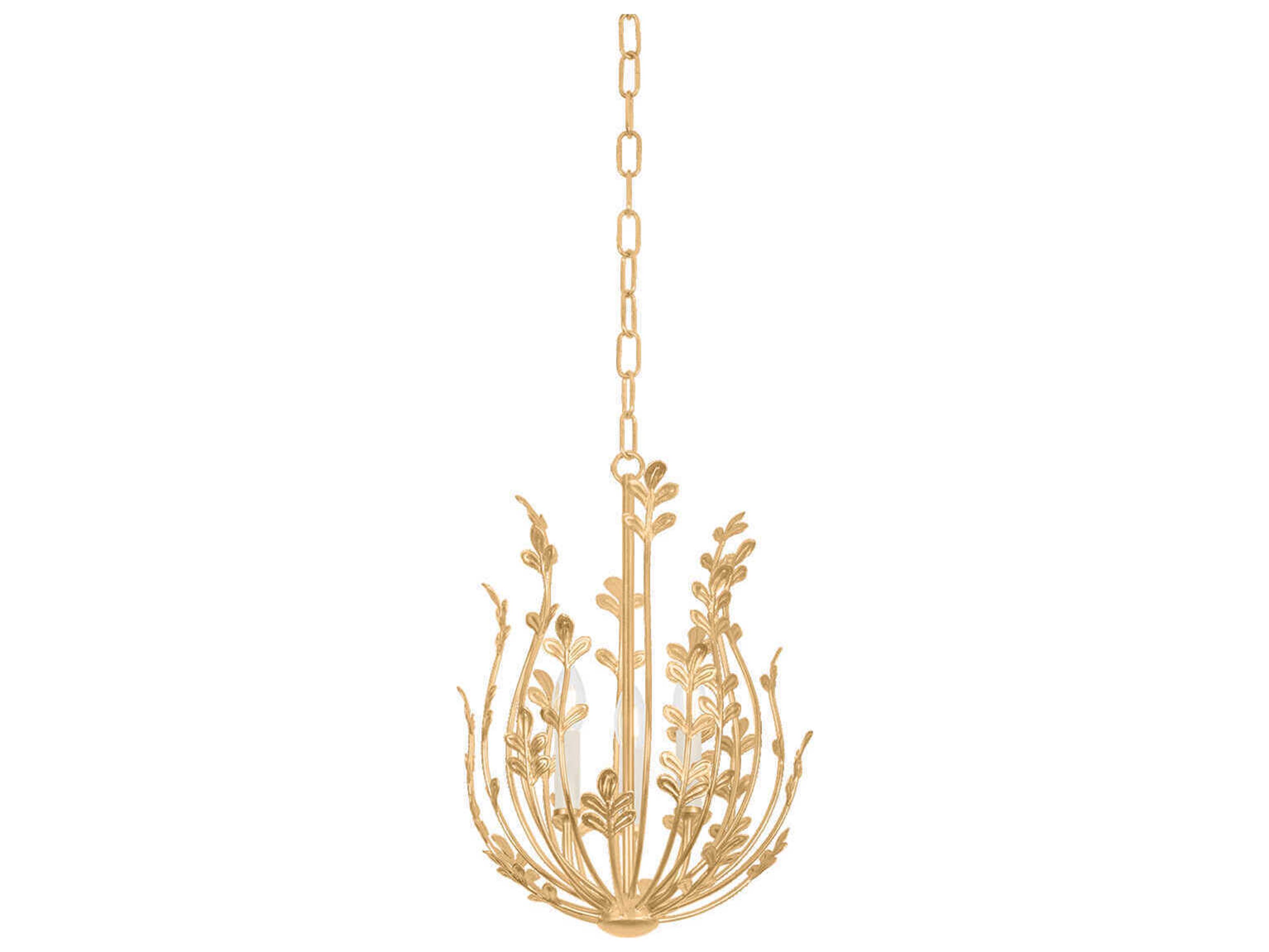 Troy Lighting Delmore 3-Light Vintage Gold Leaf Chandelier