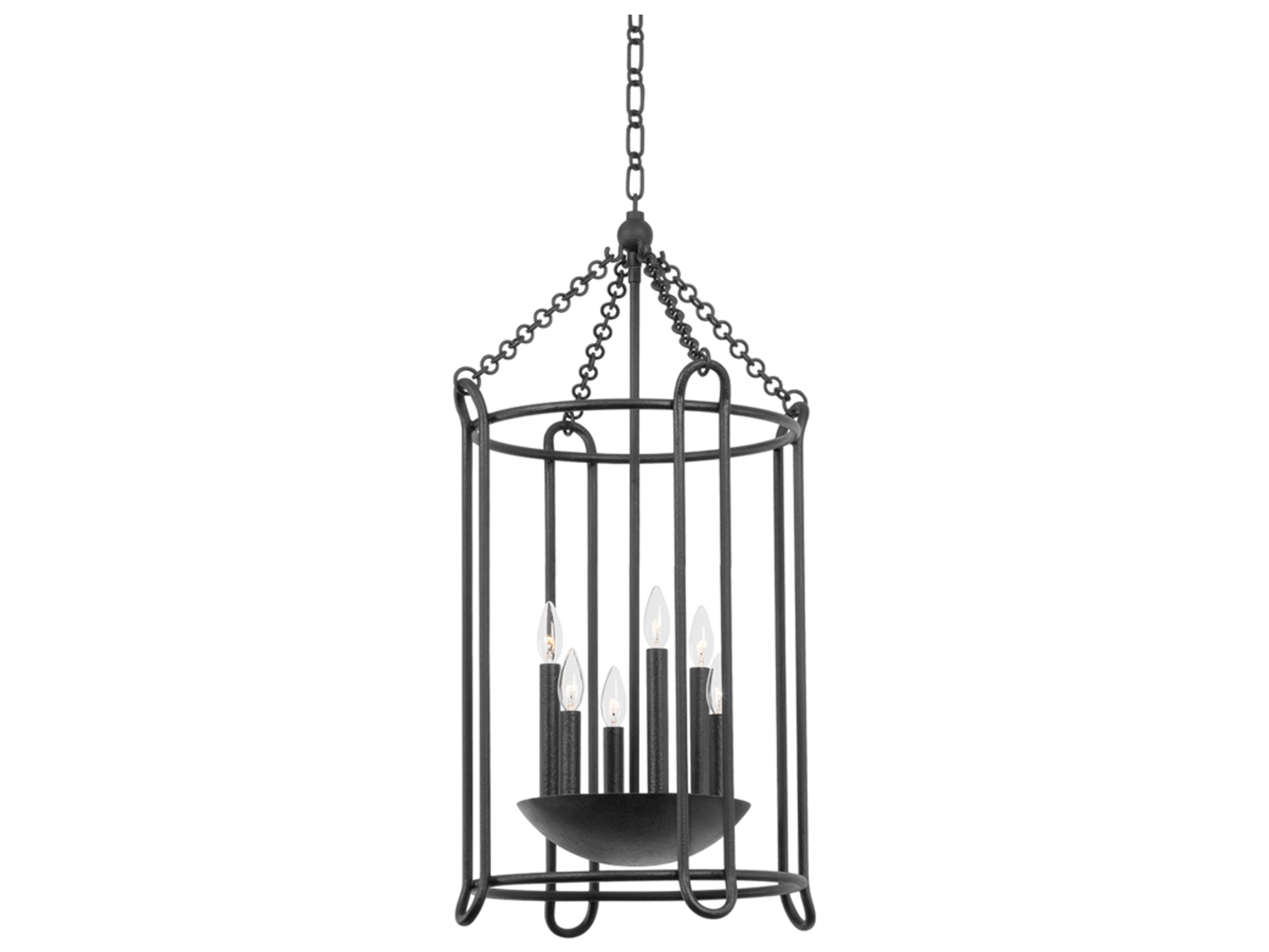 Troy Lighting Lassen 6-Light Black Iron Cylinder Pendant