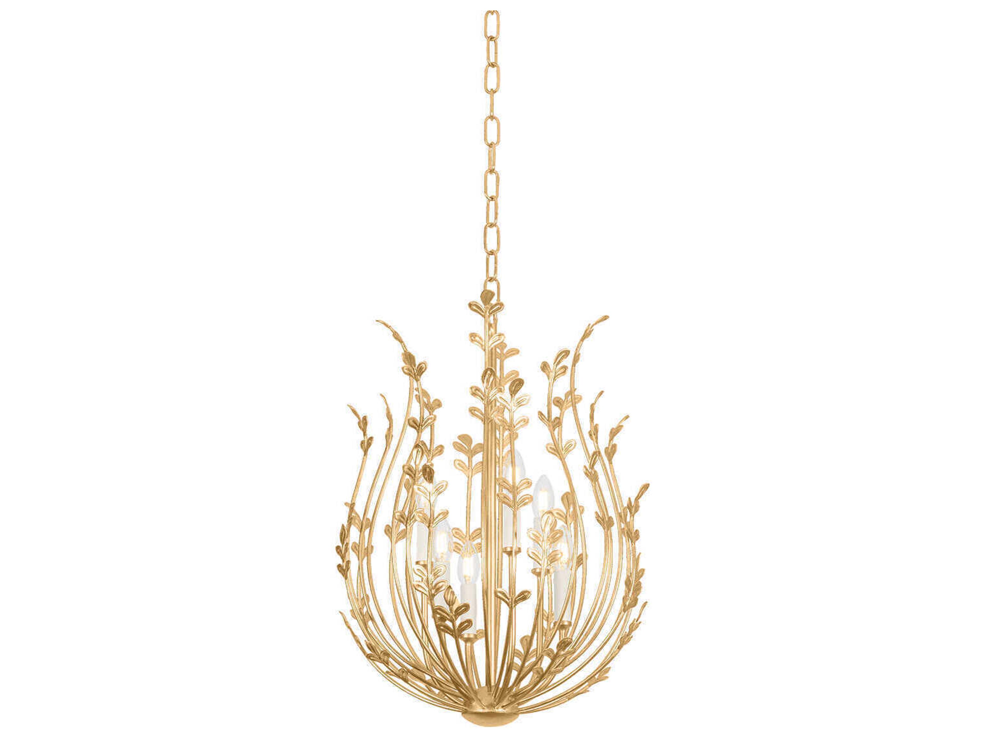Troy Lighting Delmore 6-Light Vintage Gold Leaf Chandelier