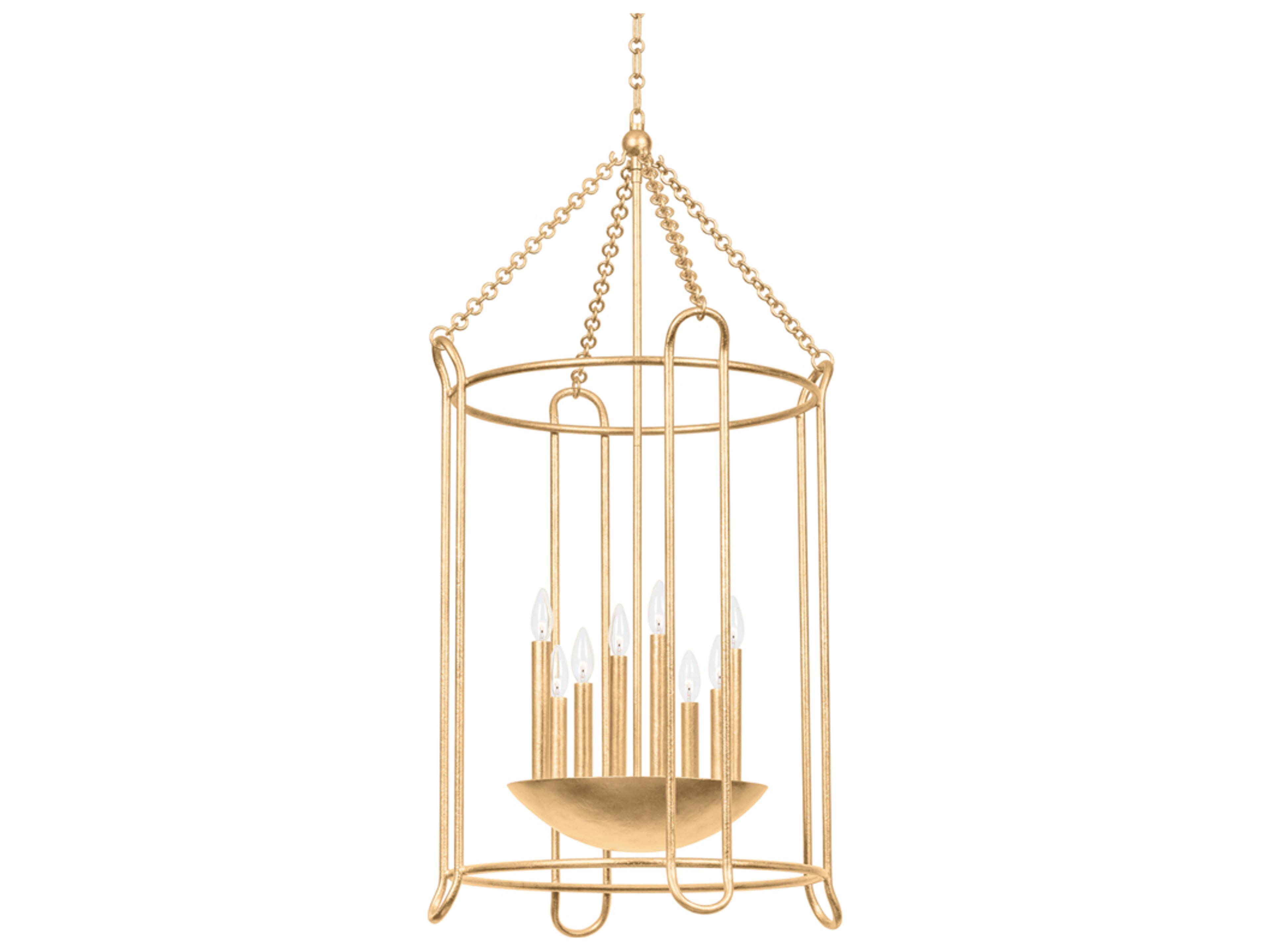 Troy Lighting Lassen 8-Light Vintage Gold Leaf Cylinder Pendant