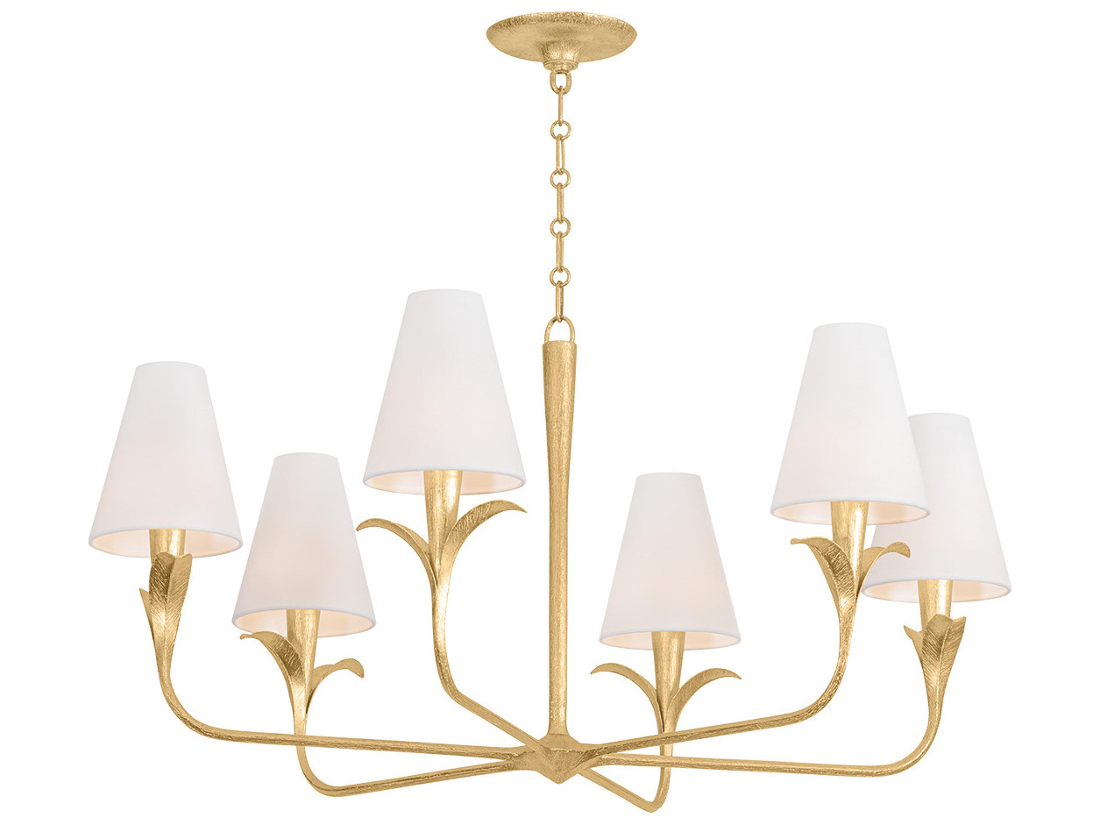 Troy Lighting Quill 6-Light Gilded Ivory Gold Candelabra Empire Chandelier