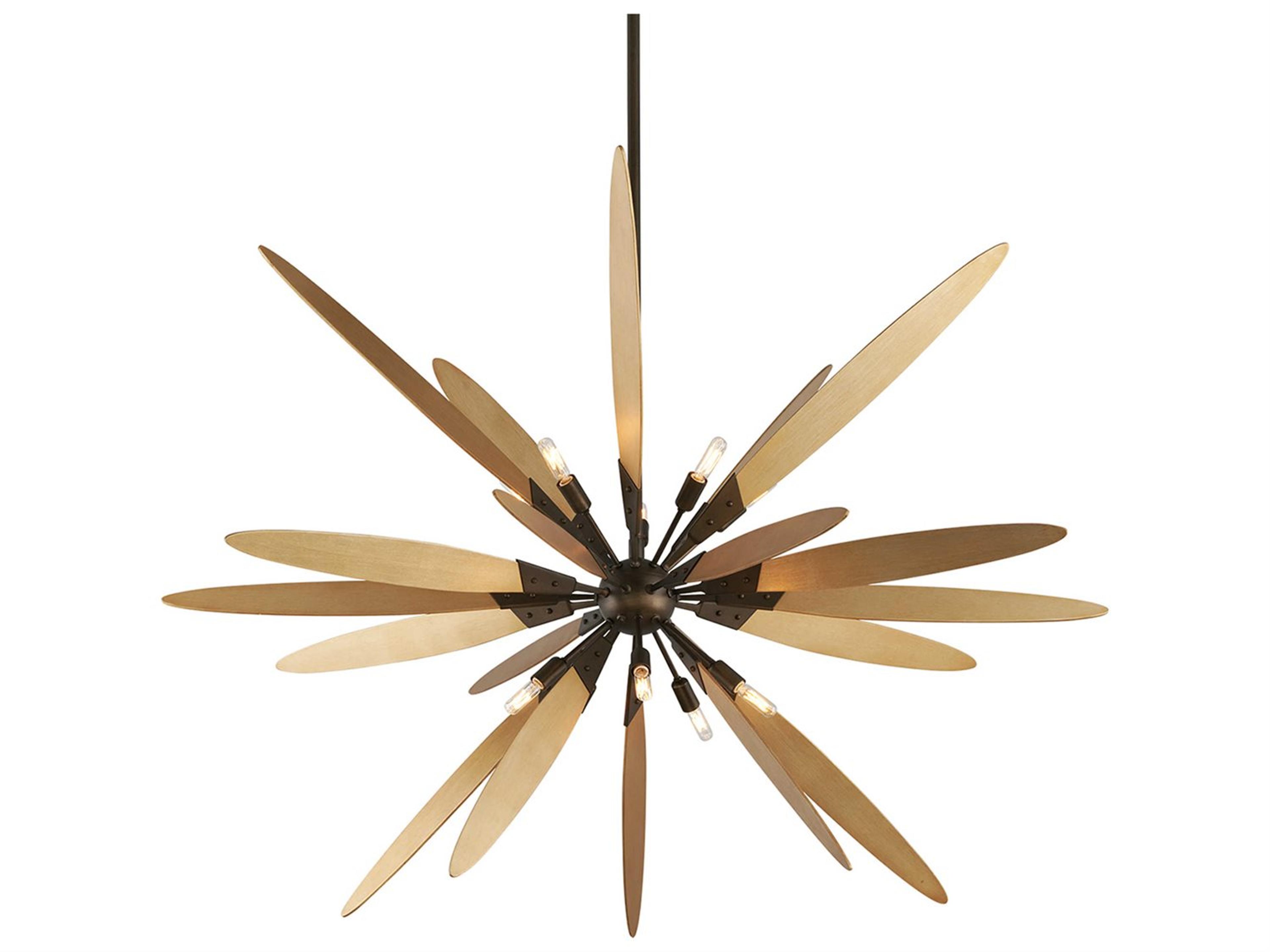 Troy Lighting Dragonfly 10-Light Bronze With Satin Leaf Sputnik Pendant