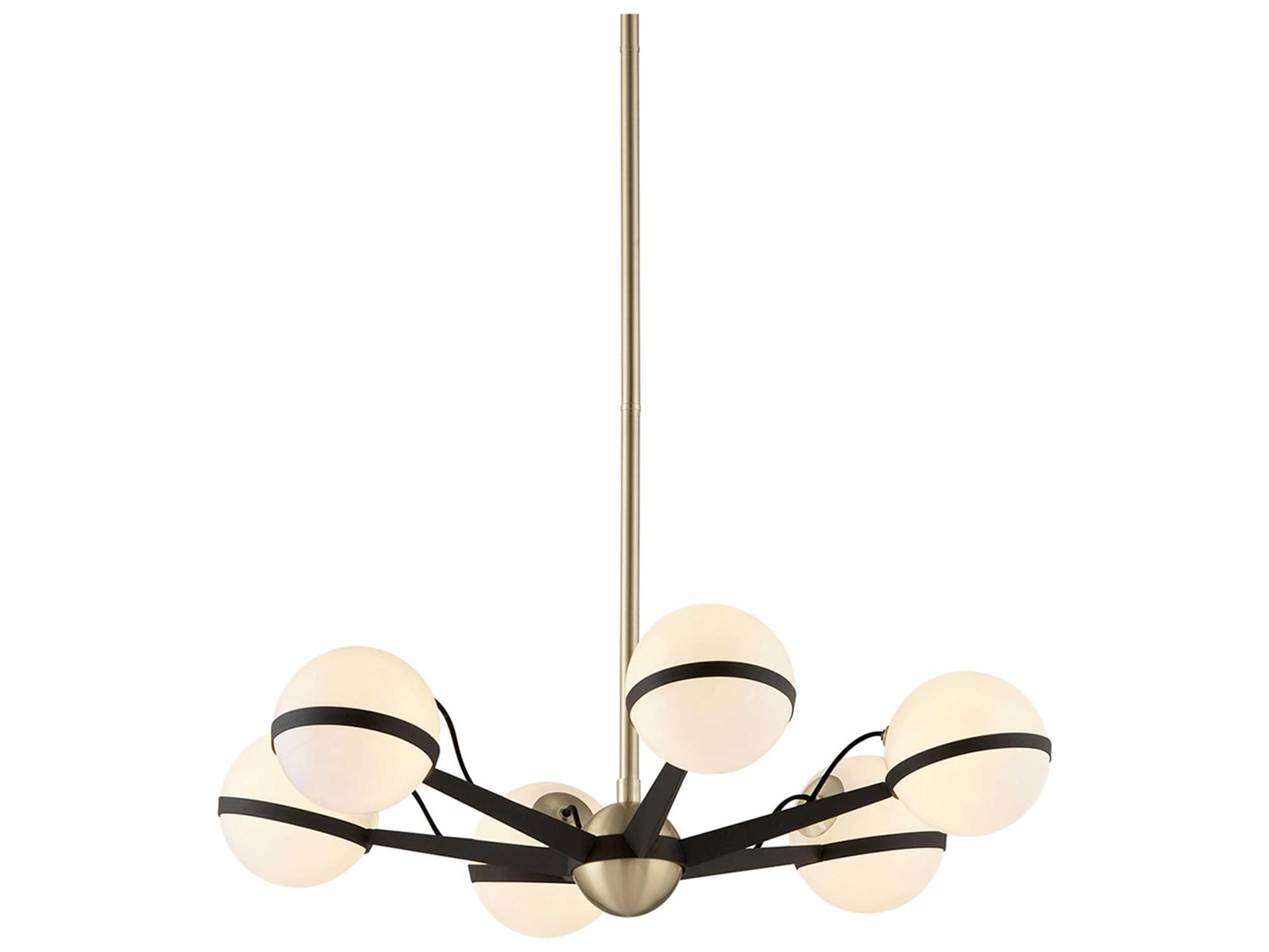 Troy Lighting Ace 6-Light Textured Bronze And Brushed Brass Glass Globe Chandelier
