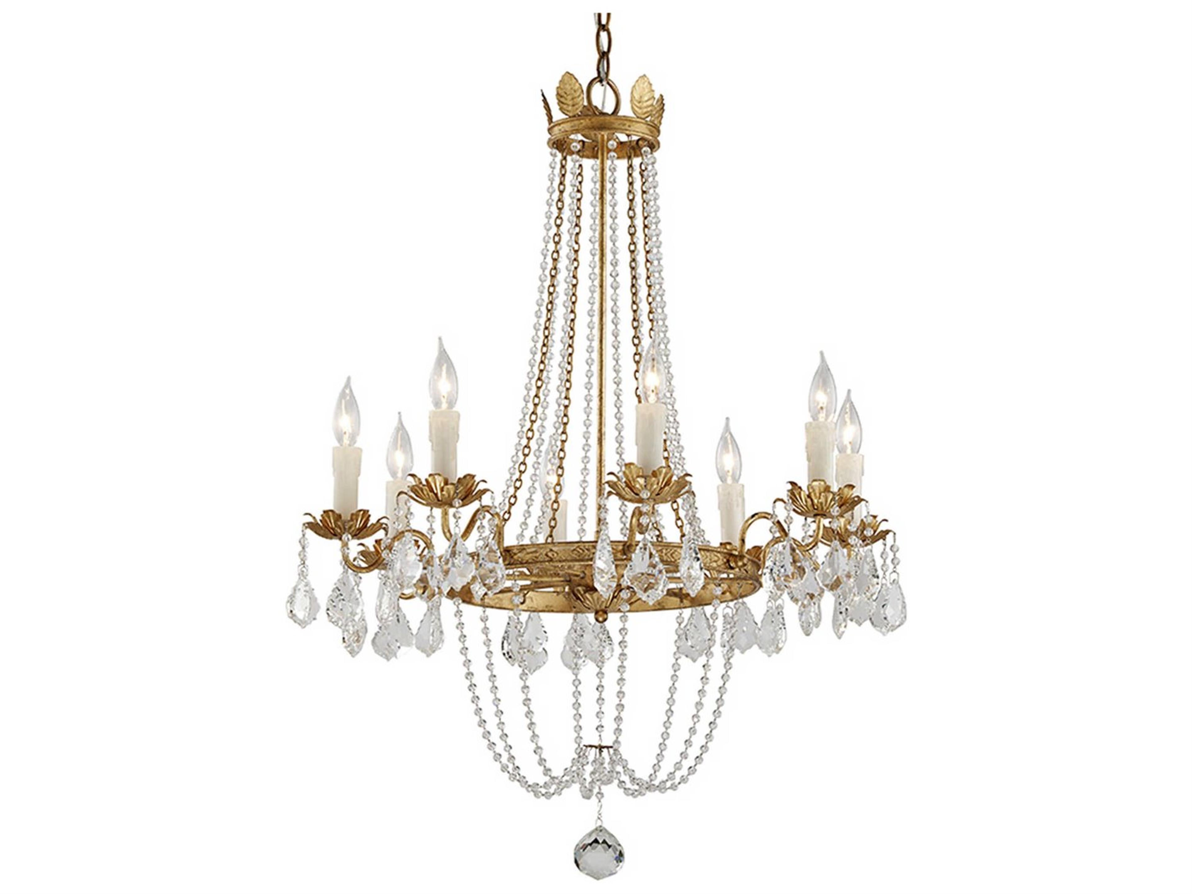 Troy Lighting Viola 8-Light Distressed Gold Leaf Glass Candelabra Chandelier