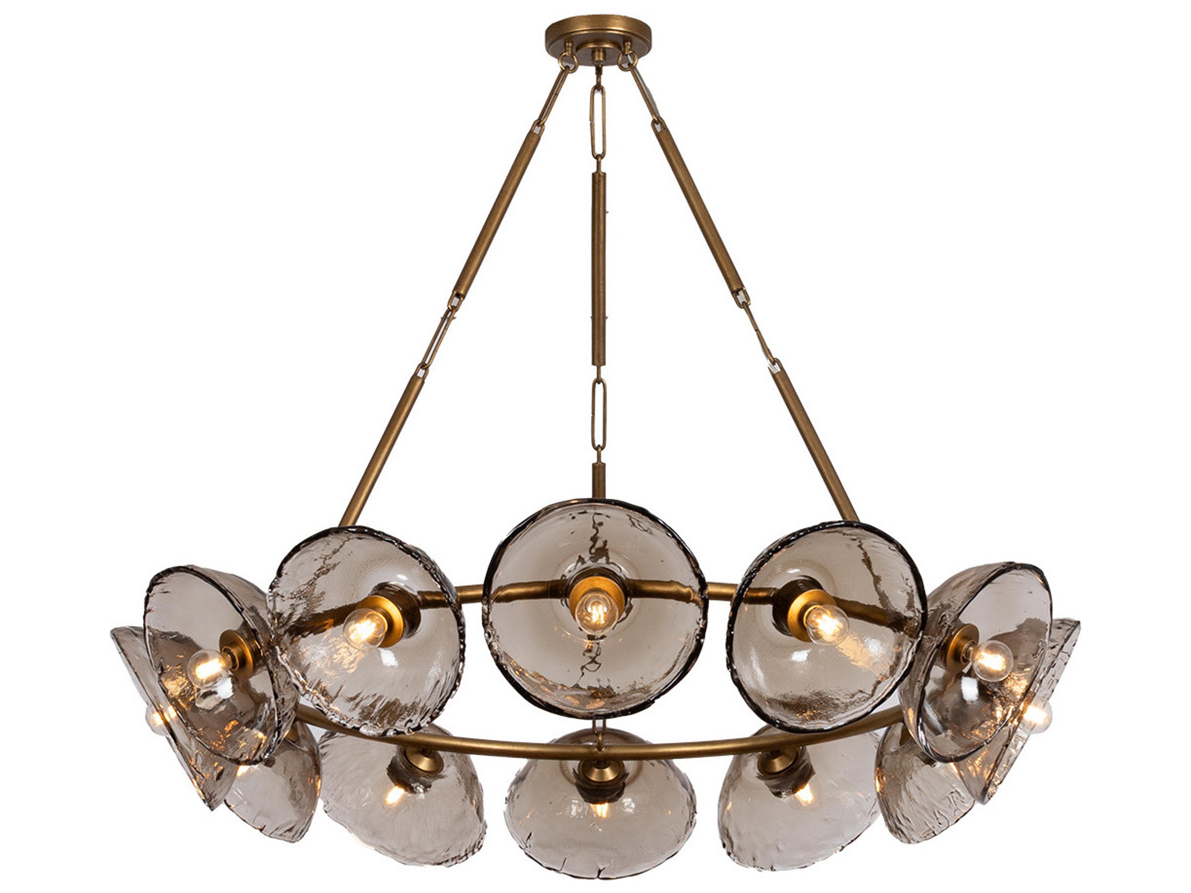 Troy Lighting Diego 12-Light Patina Gold Leaf Bronze Candelabra Dome Geometric Chandelier