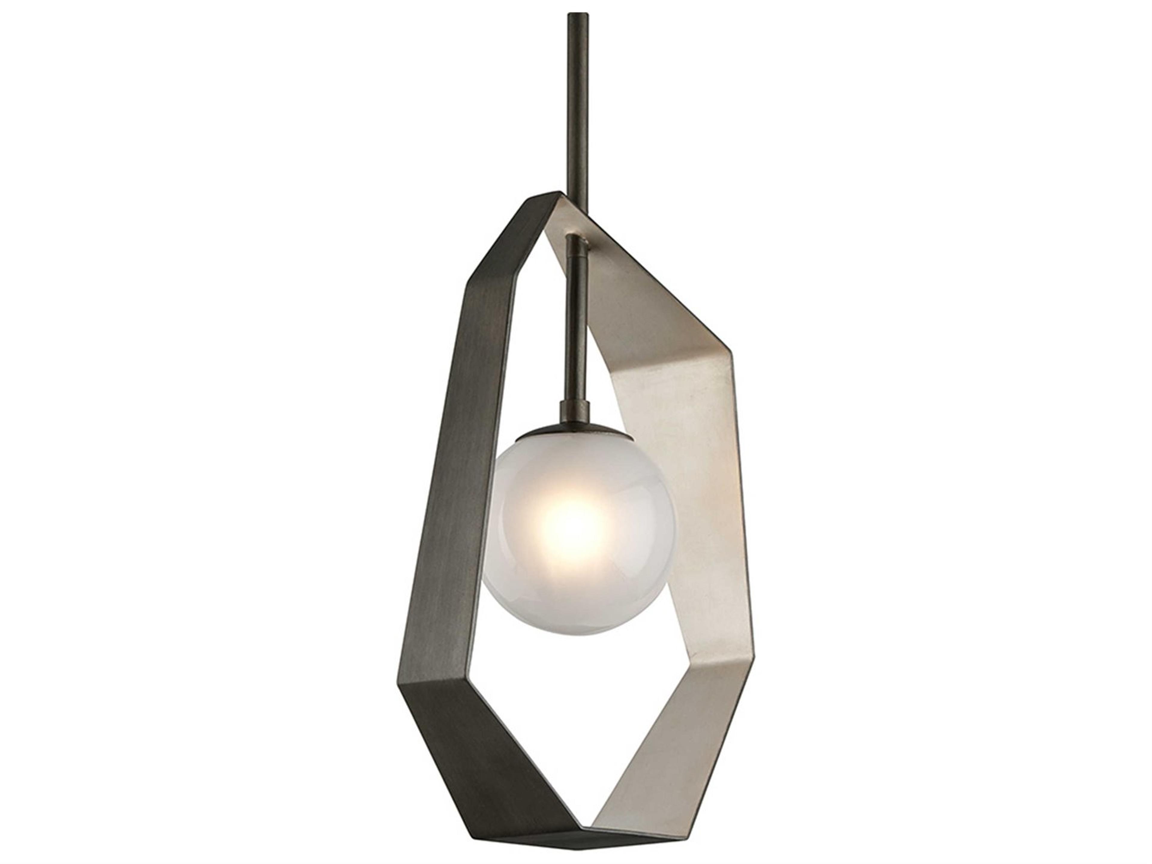 Troy Lighting Origami 1-Light Graphite With Silver Leaf Glass LED Globe Mini Pendant