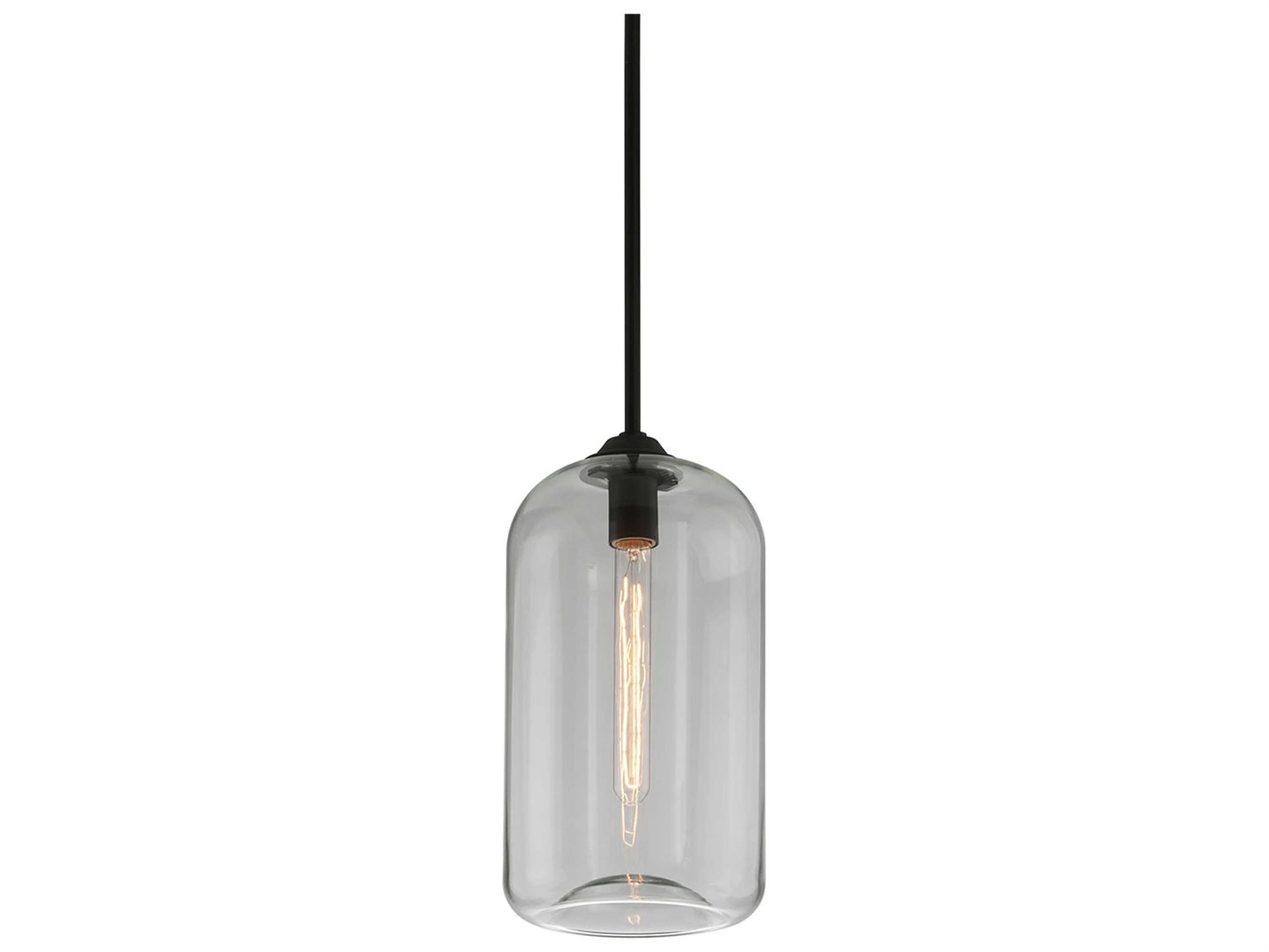 Troy Lighting District 1-Light Satin Black Cylinder Mini Pendant