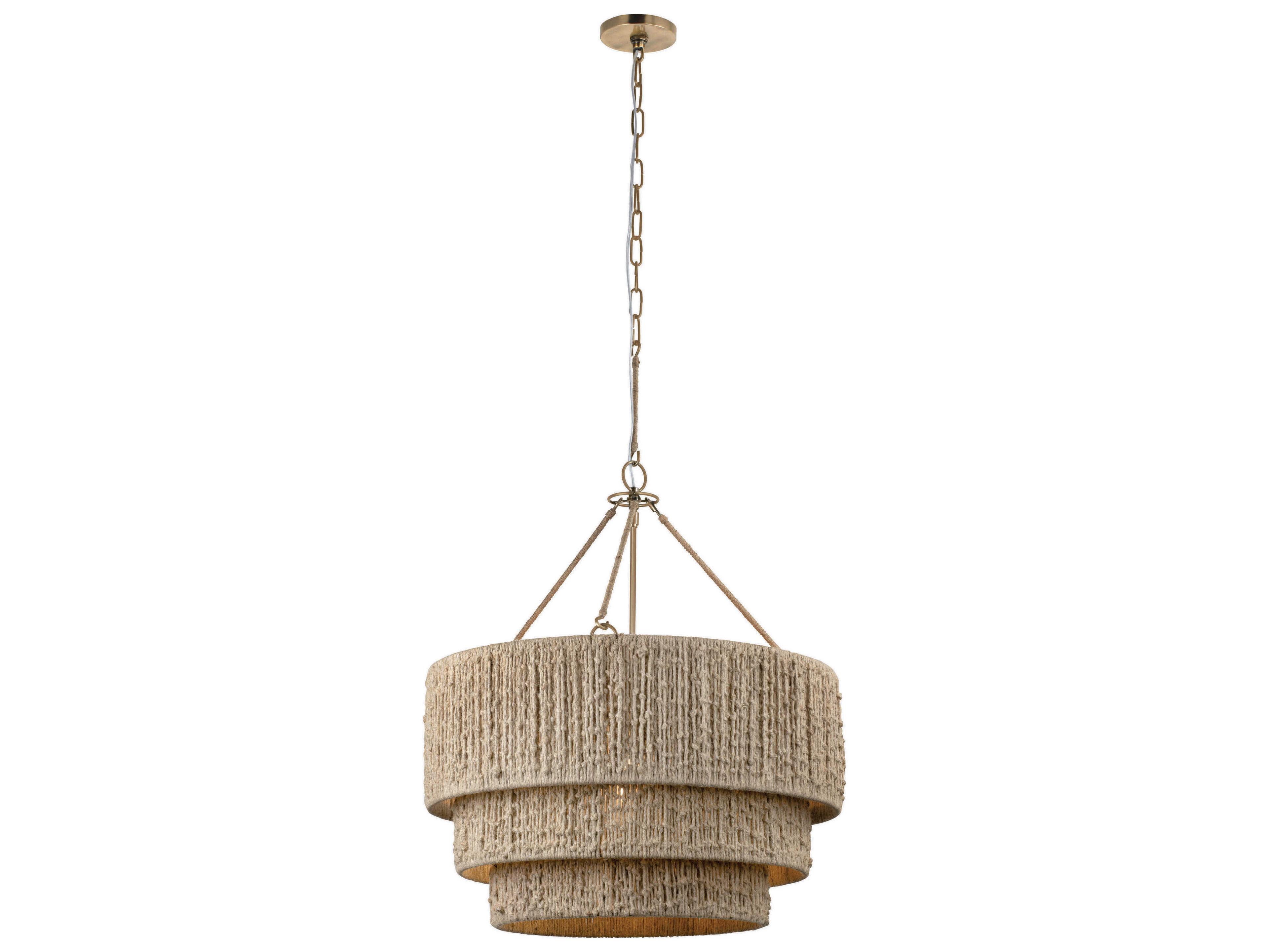Reza 1-Light Patina Brass Gray Round Tiered Pendant