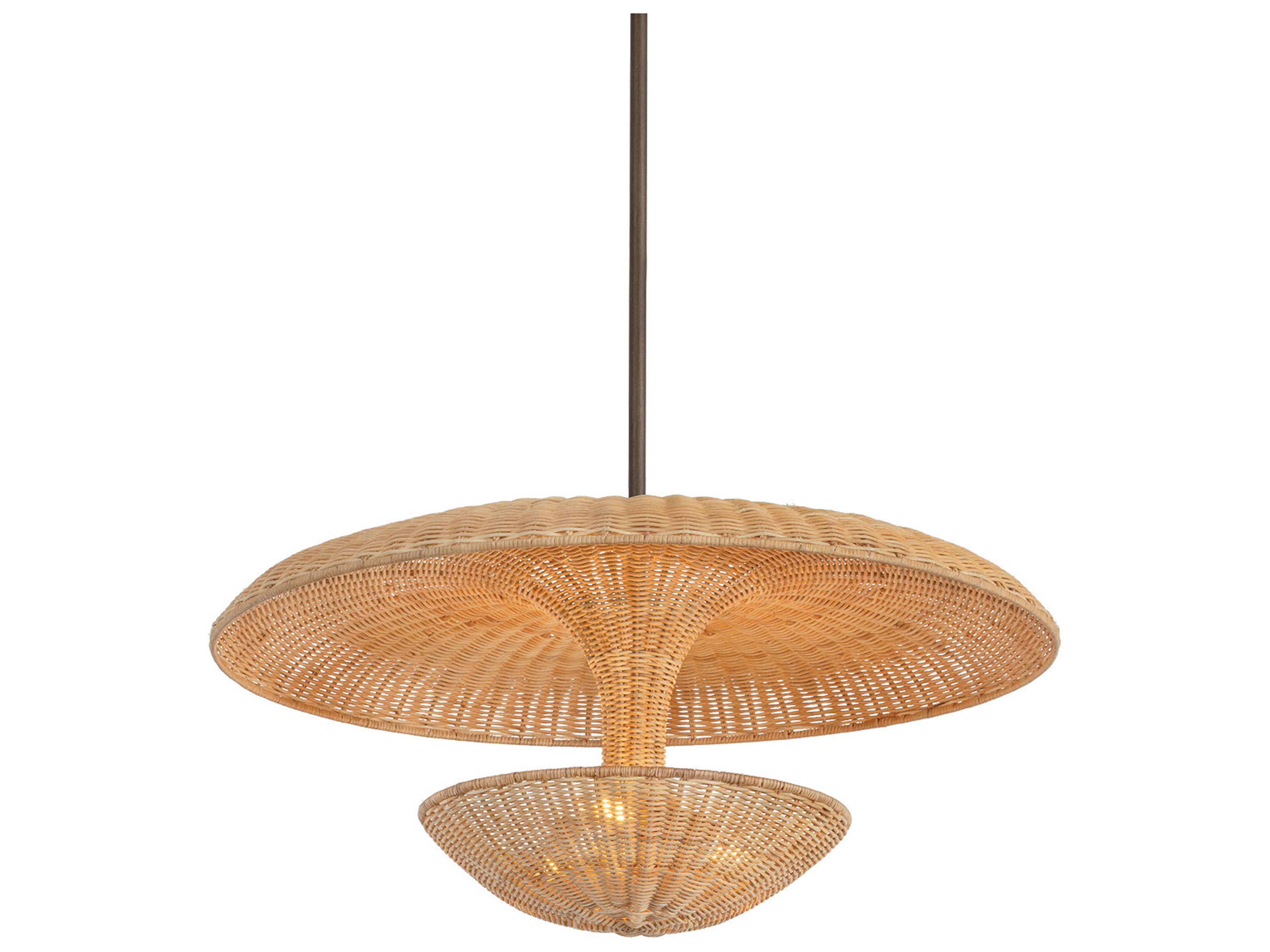 Troy Lighting Draco 3-Light Bronze Leaf Bowl Geometric Pendant