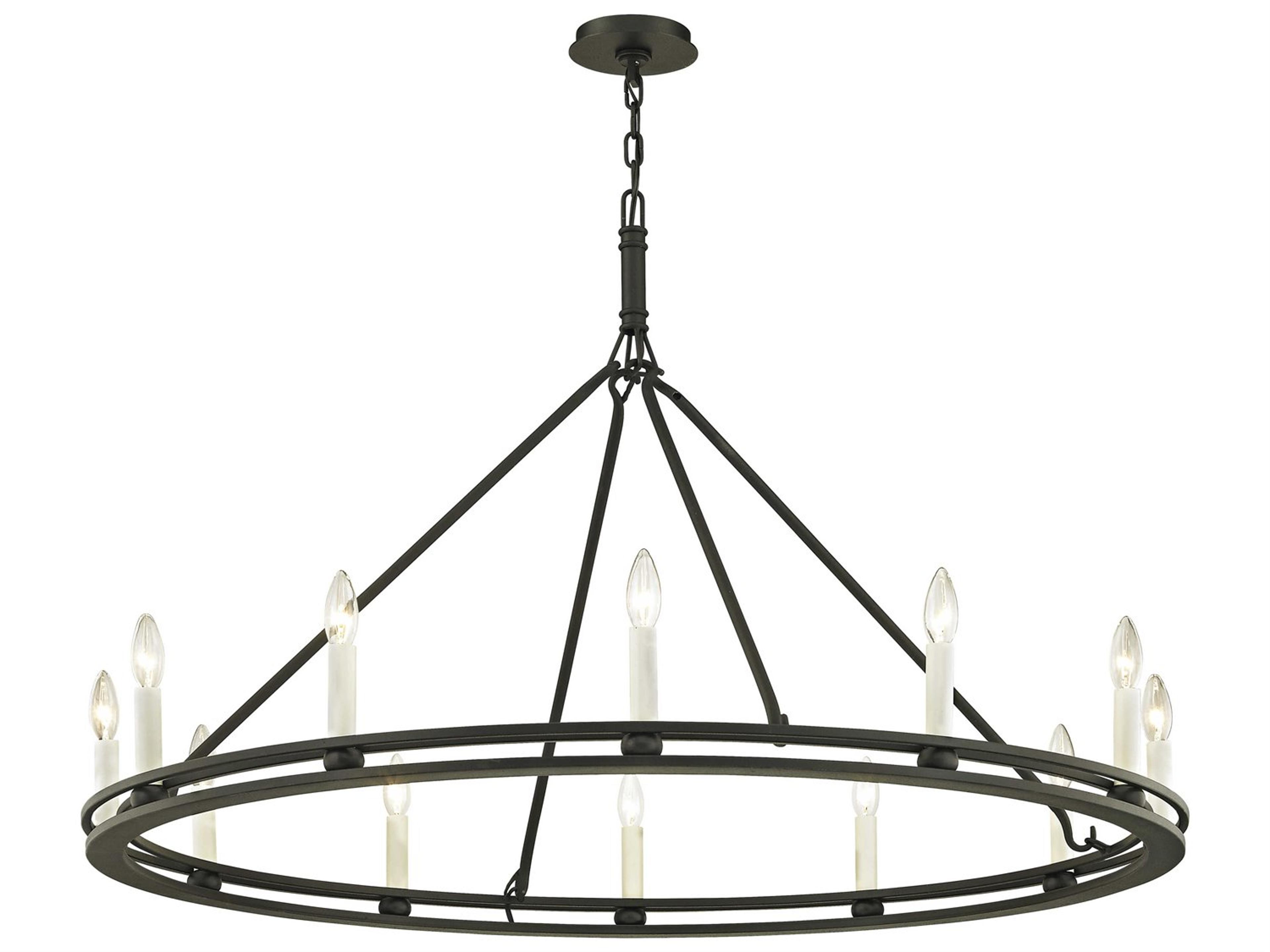 Troy Lighting Sutton 12-Light Textured Black Candelabra Chandelier