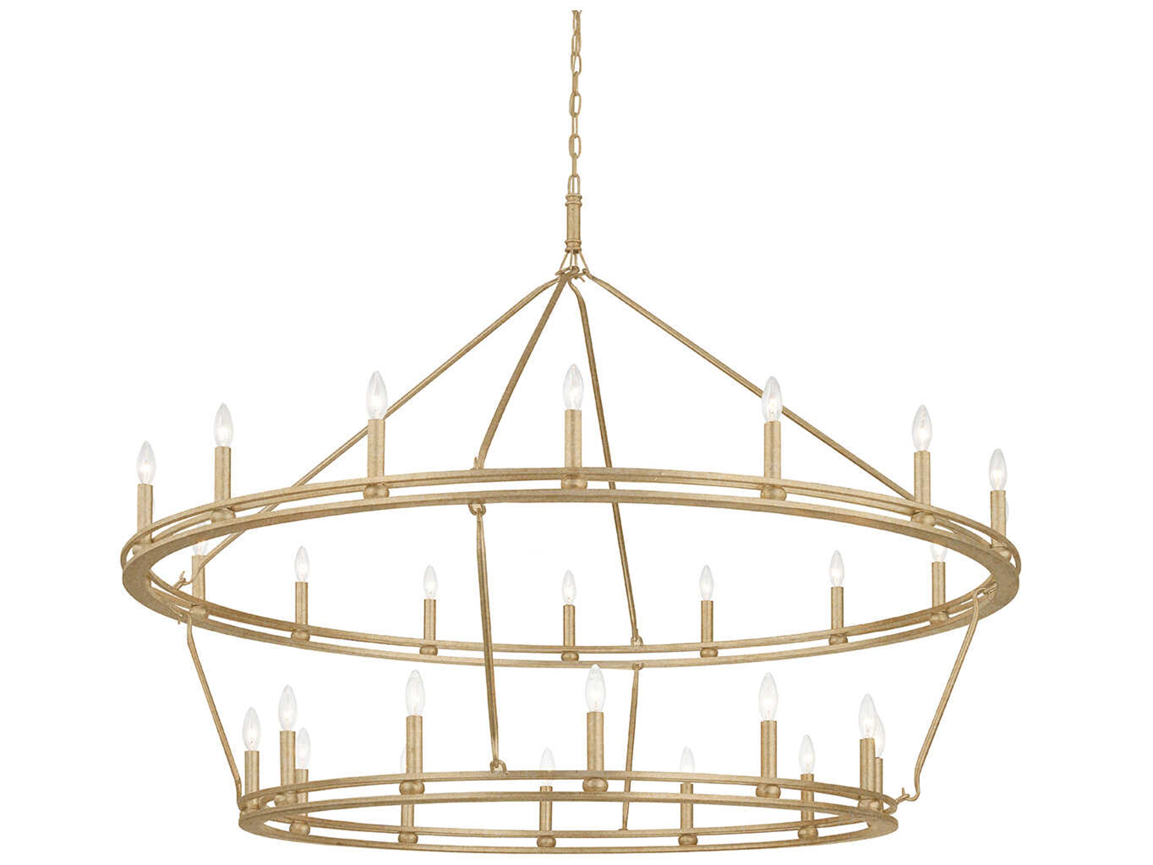 Troy Lighting Sutton 28-Light Champagne Silver Leaf Candelabra Tiered Chandelier