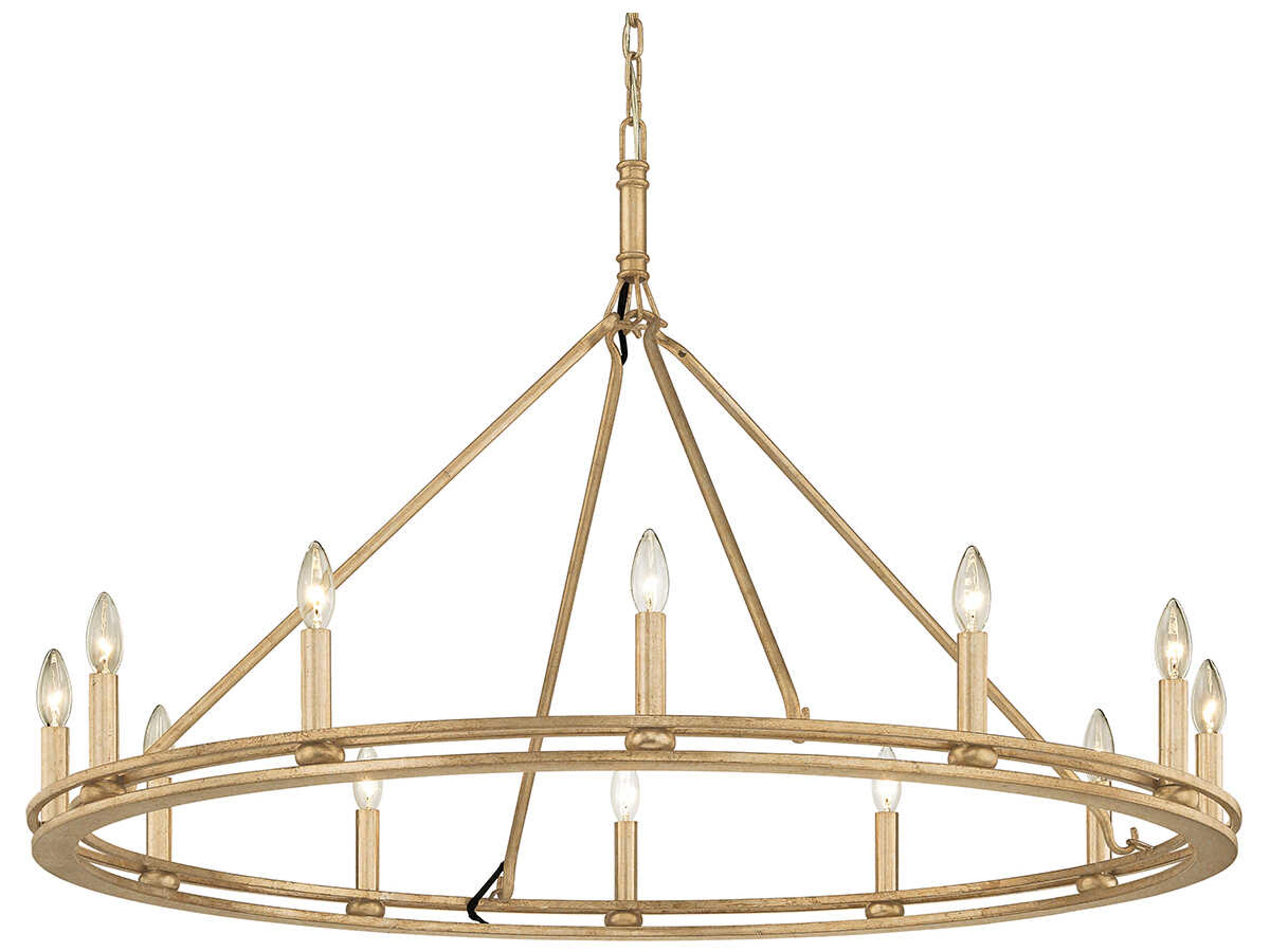 Troy Lighting Sutton 12-Light Champagne Silver Leaf Candelabra Chandelier