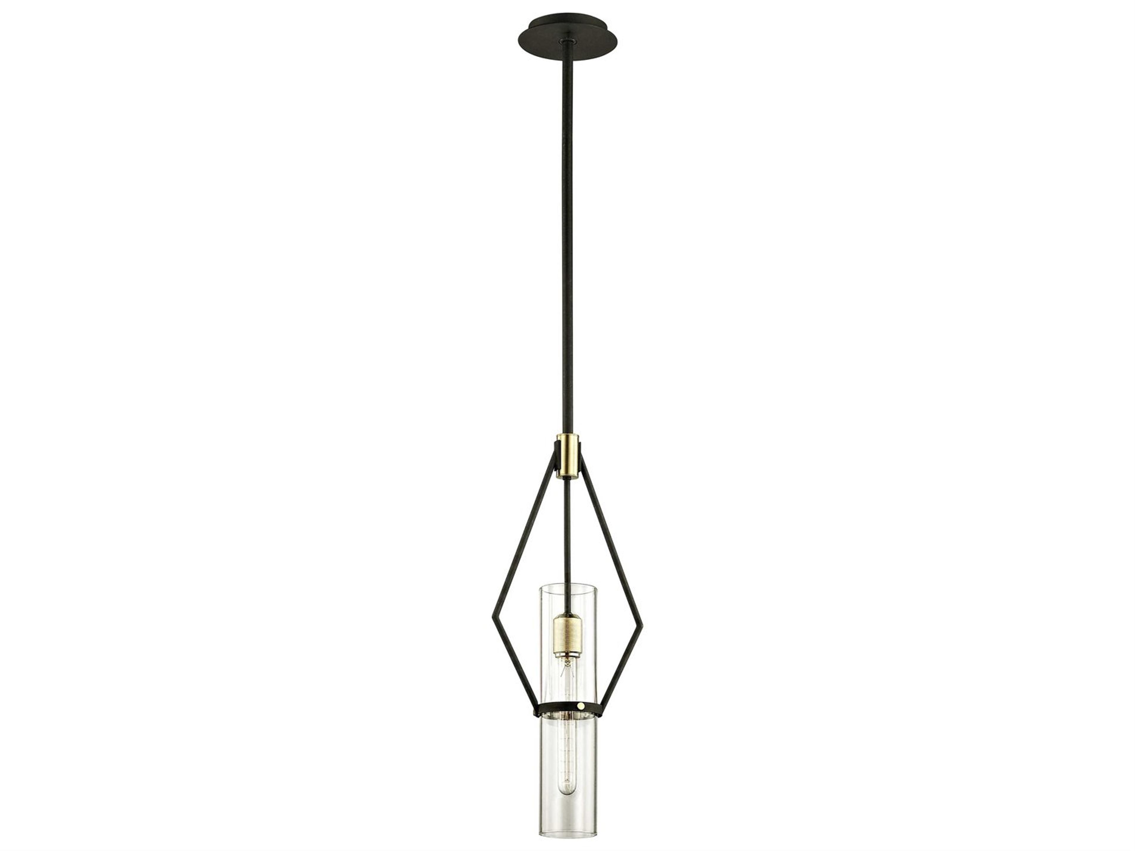 Troy Lighting Raef 1-Light Textured Bronze Cylinder Mini Pendant