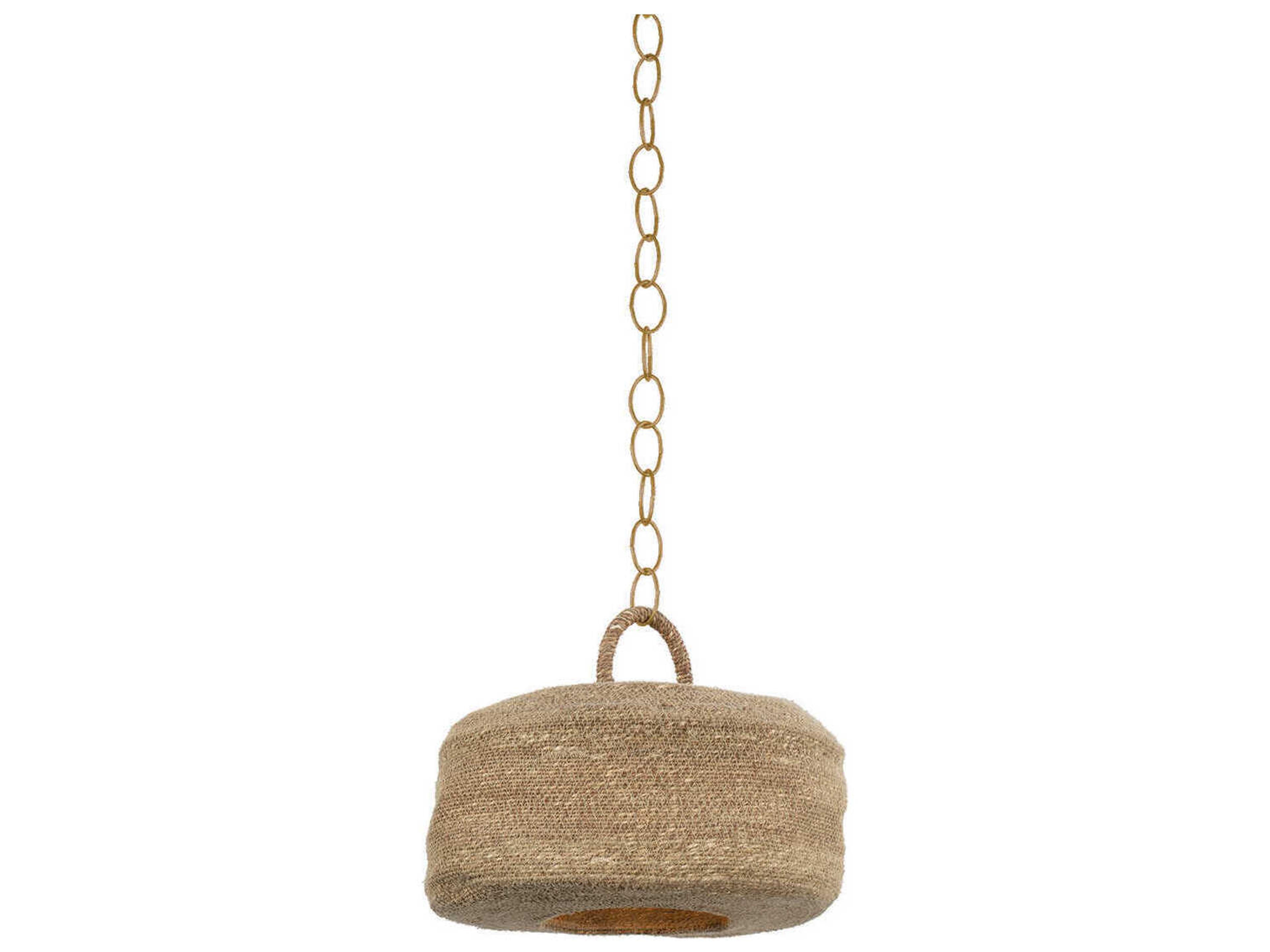 Troy Lighting Ferrando 1-Light Patina Brass Brown Drum Pendant