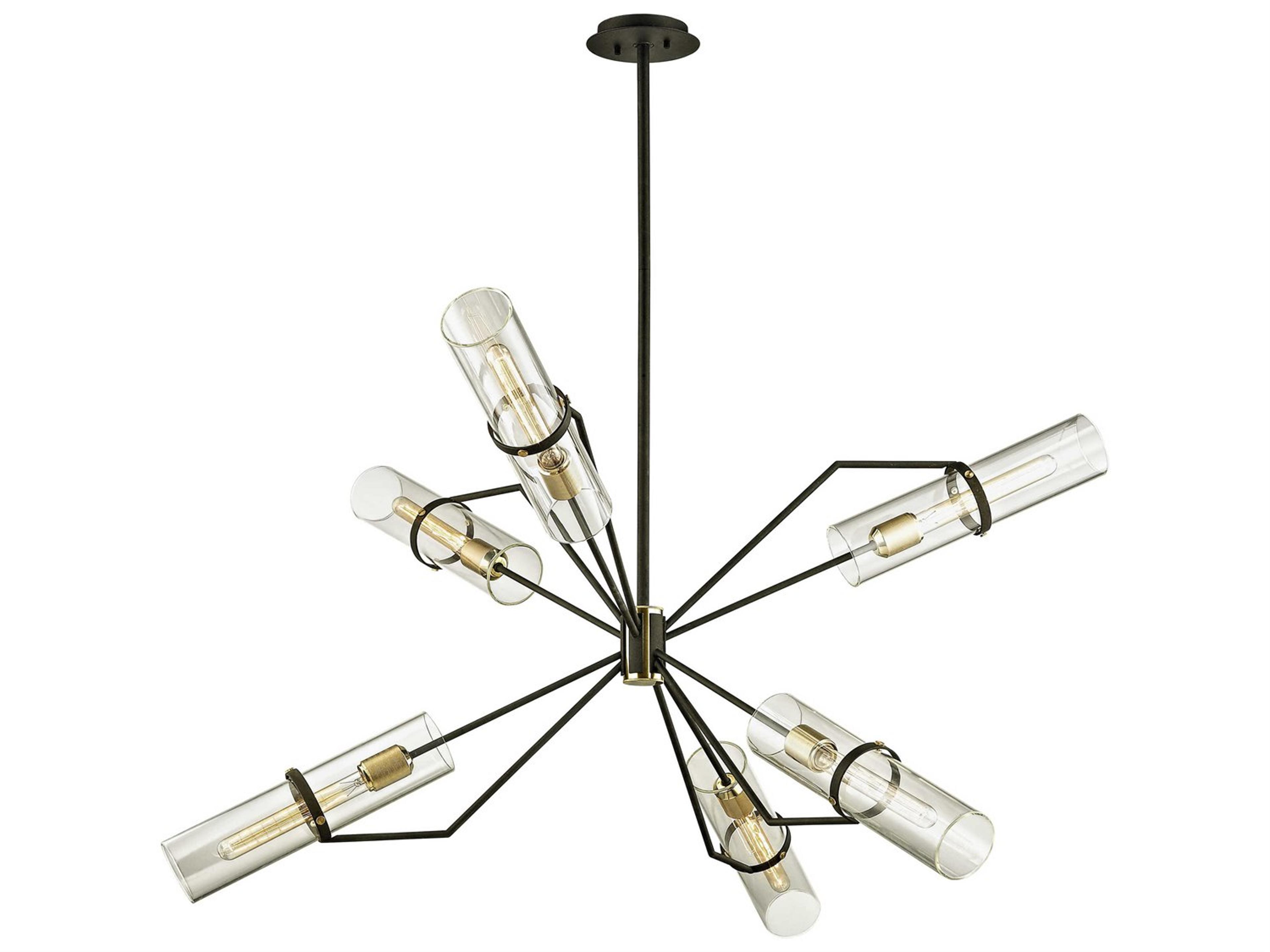 Troy Lighting Raef 6-Light Textured Bronze Glass Cylinder Chandelier