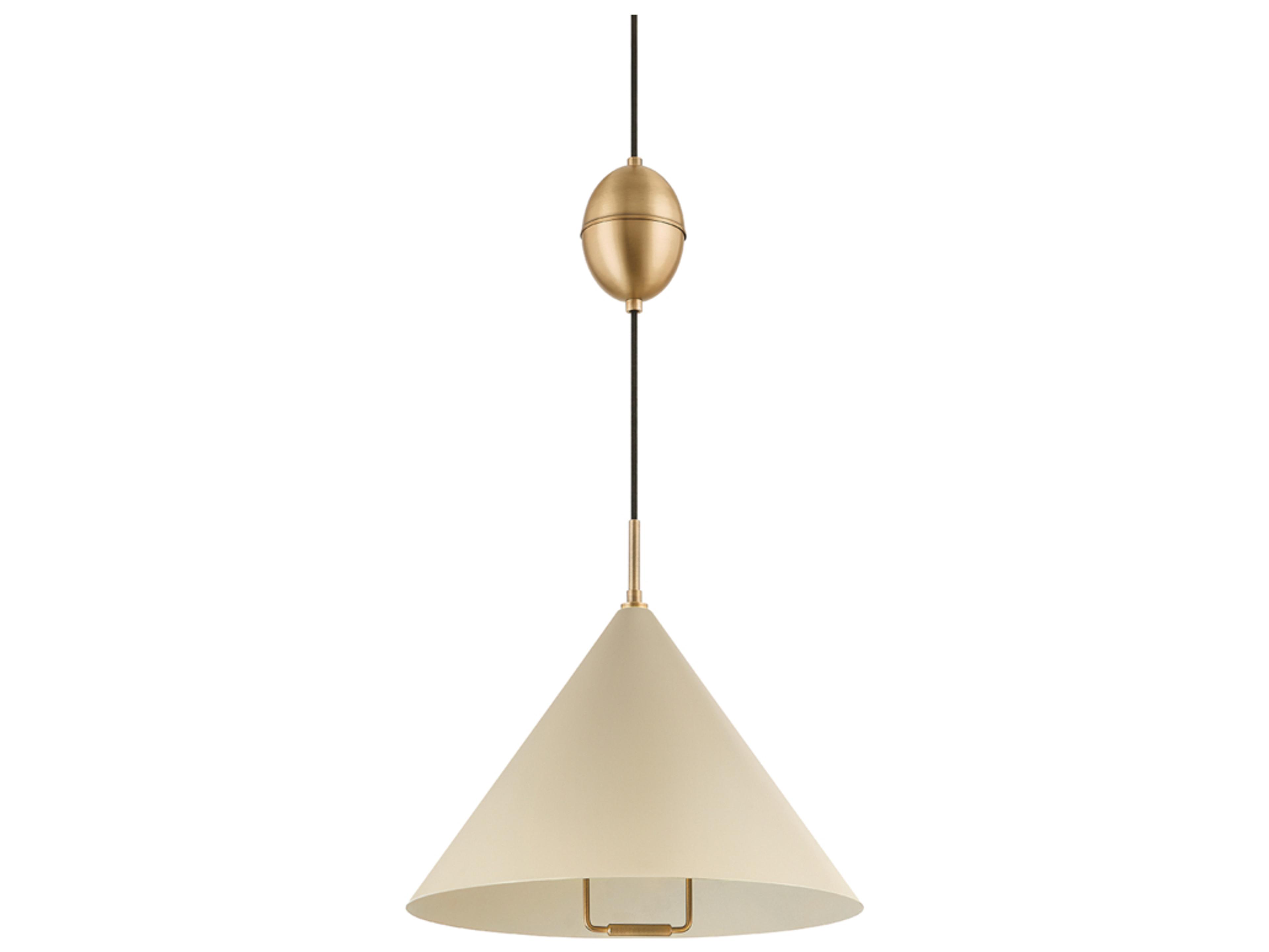 Troy Lighting Fontana 1-Light Patina Brass White Pendant