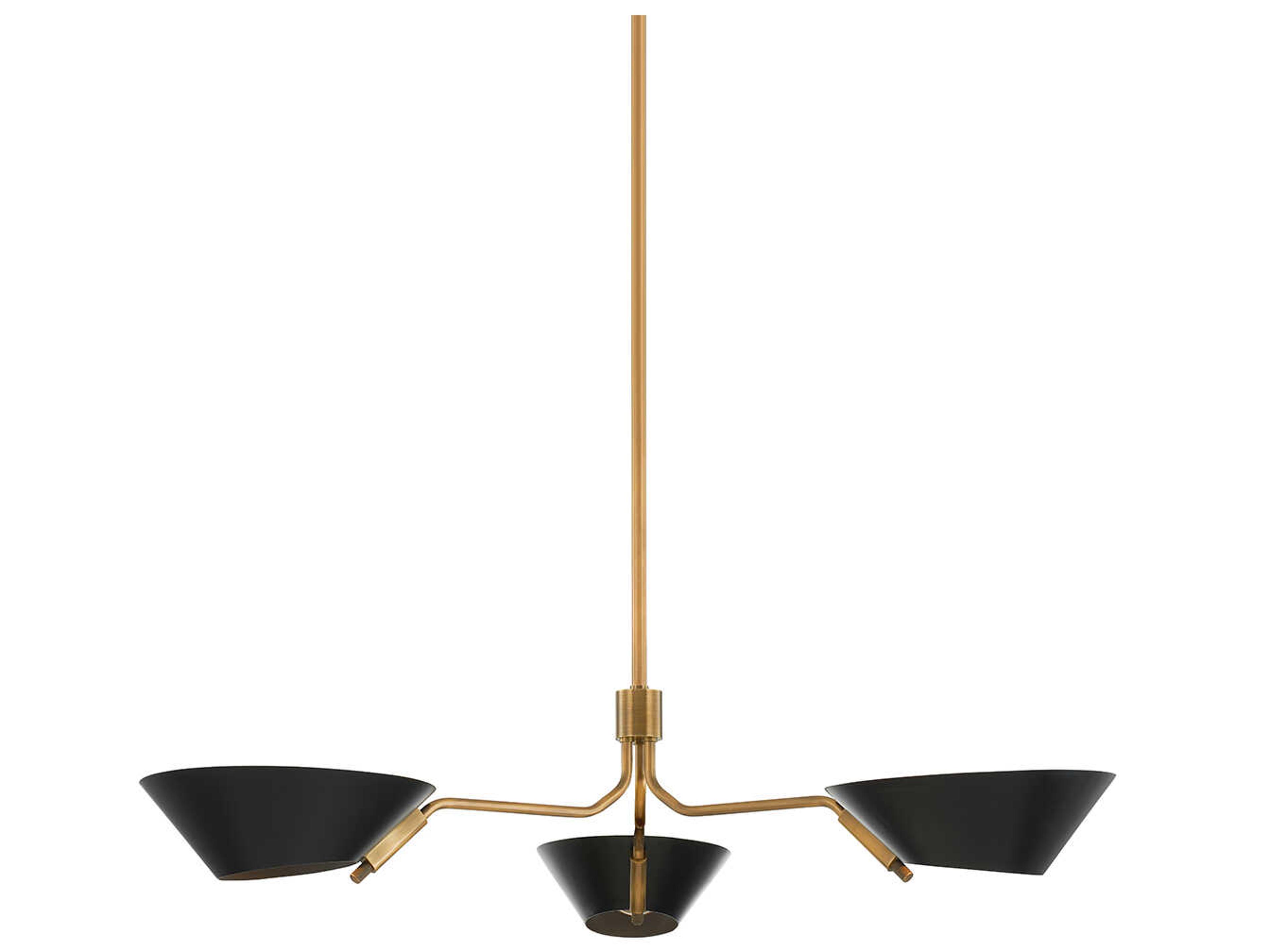 Troy Lighting Sacramento 3-Light Patina Brass Soft Black Linear Chandelier