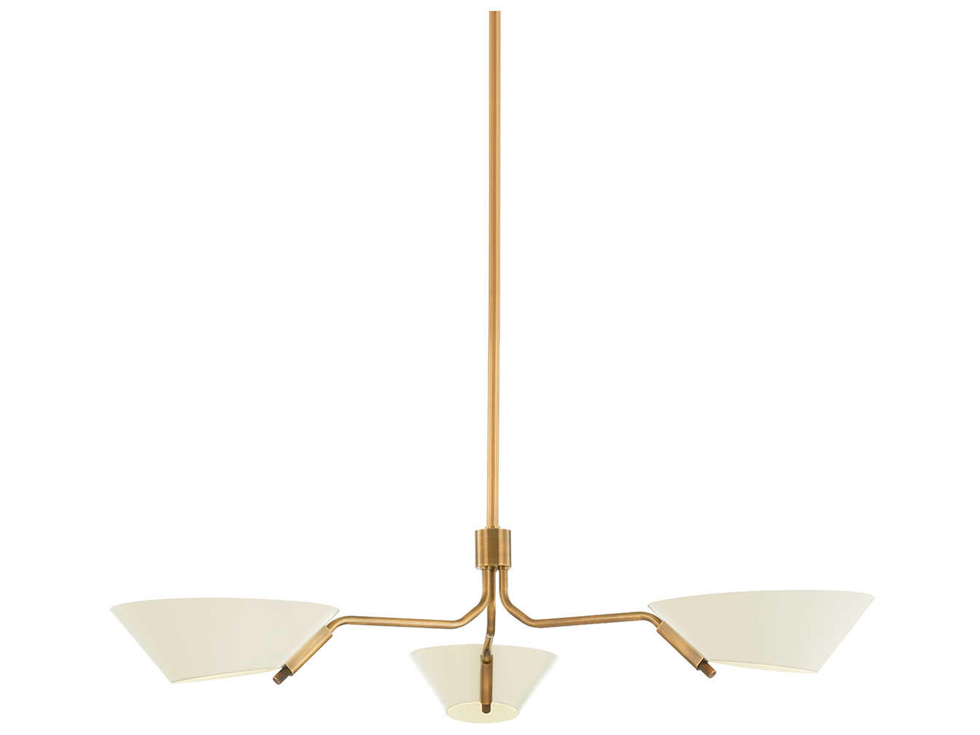 Troy Lighting Sacramento 3-Light Patina Brass Soft Sand Off White Linear Chandelier