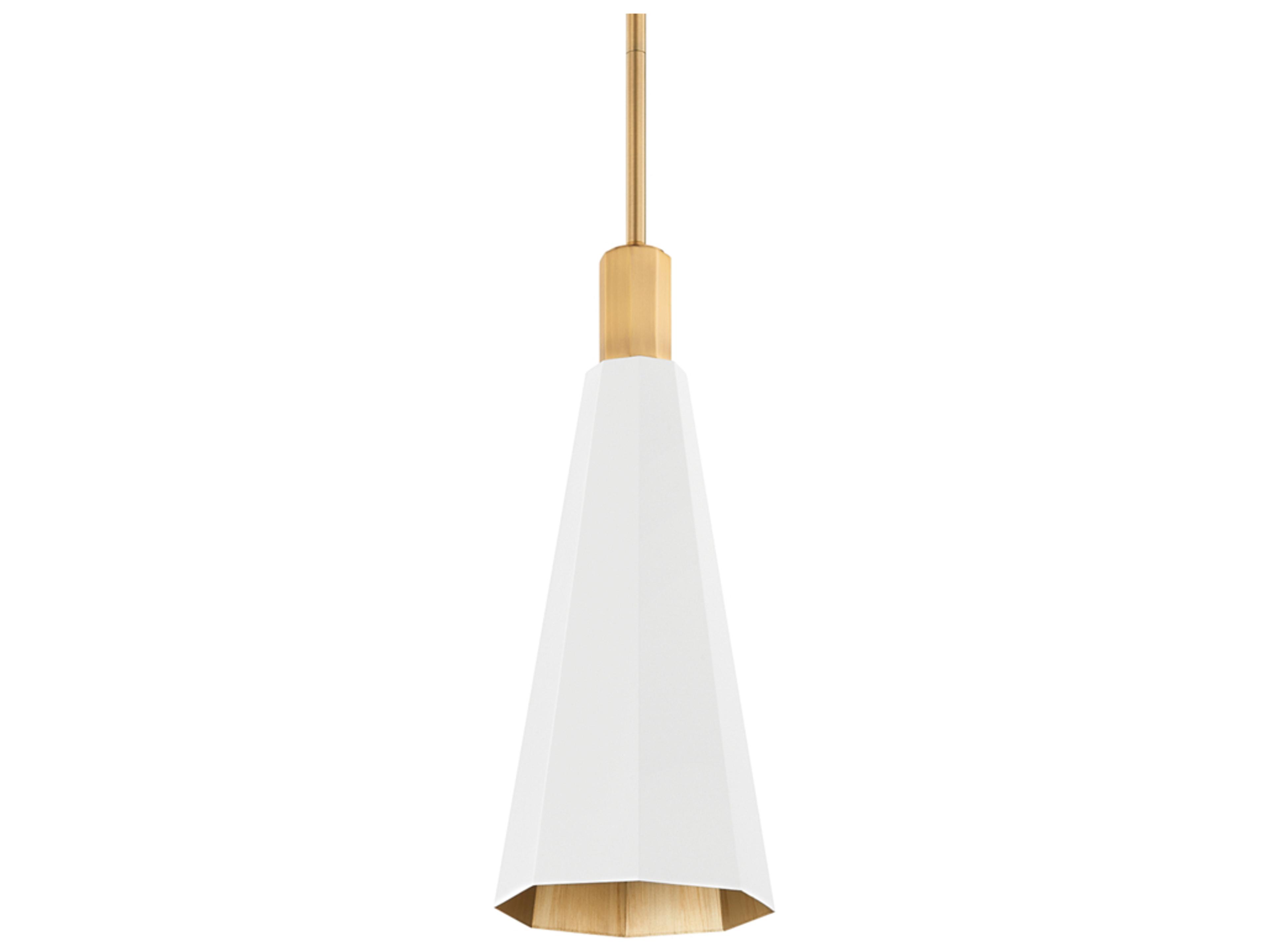 Troy Lighting Huntley 1-Light Patina Brass White Mini Pendant