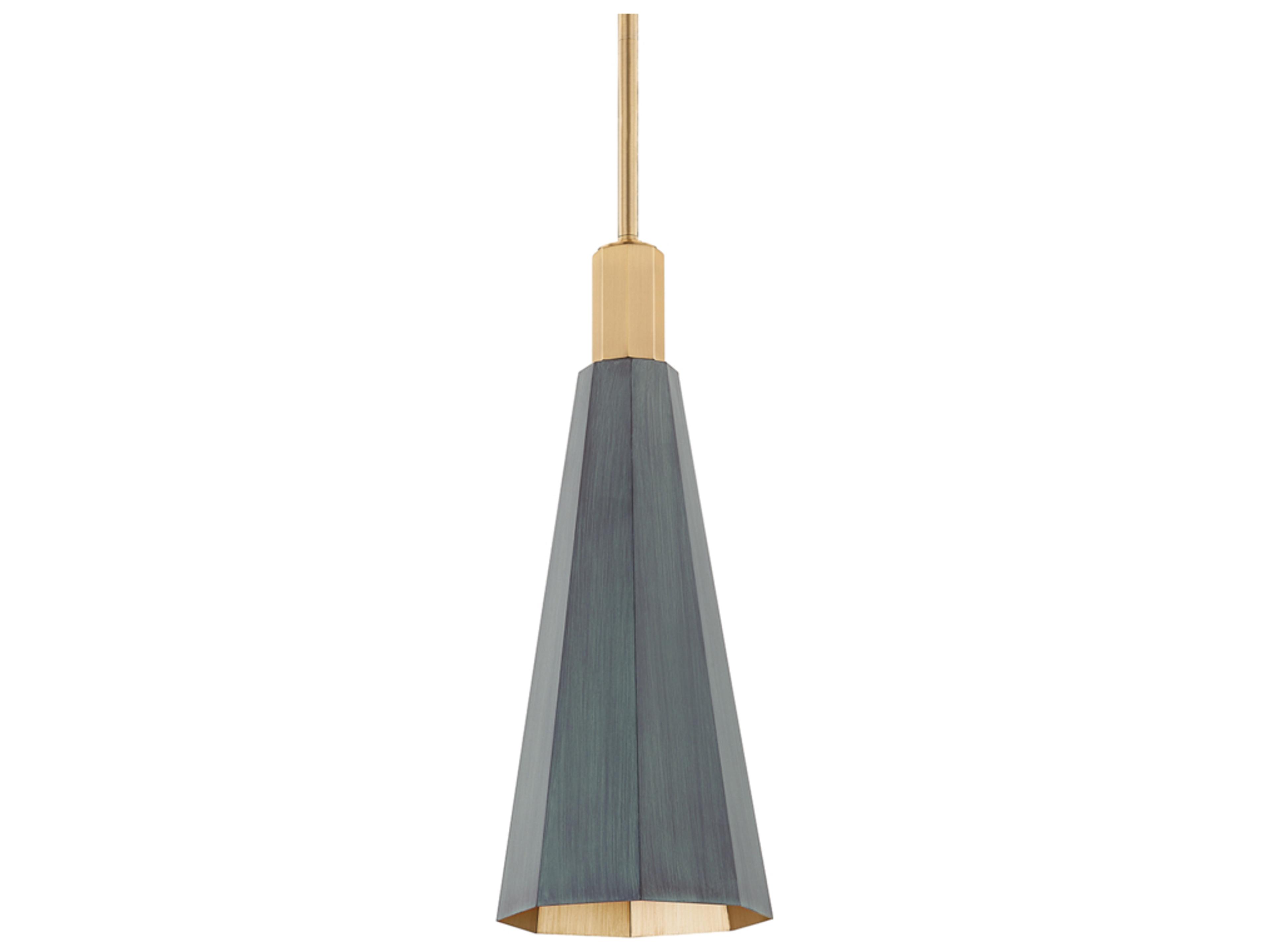 Troy Lighting Huntley 1-Light Patina Brass Gray Mini Pendant