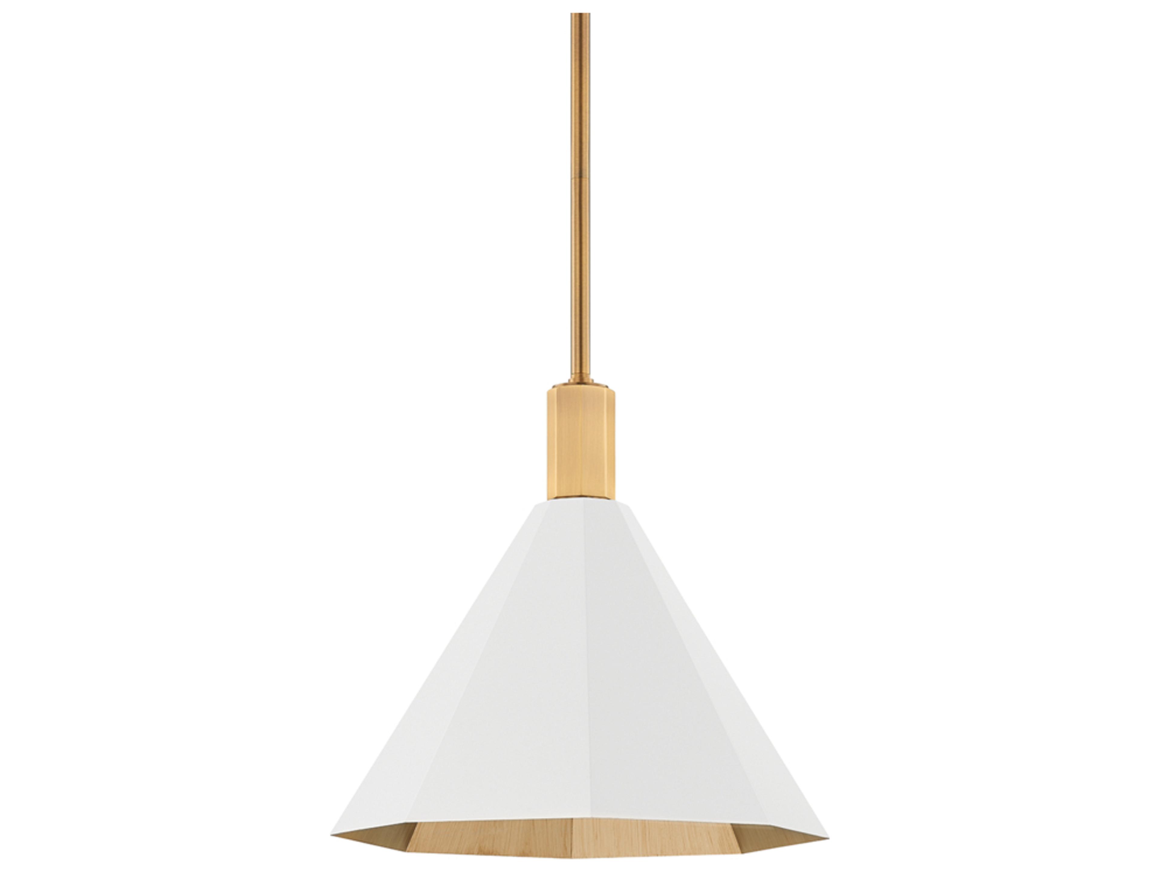 Troy Lighting Huntley 1-Light Patina Brass White Pendant