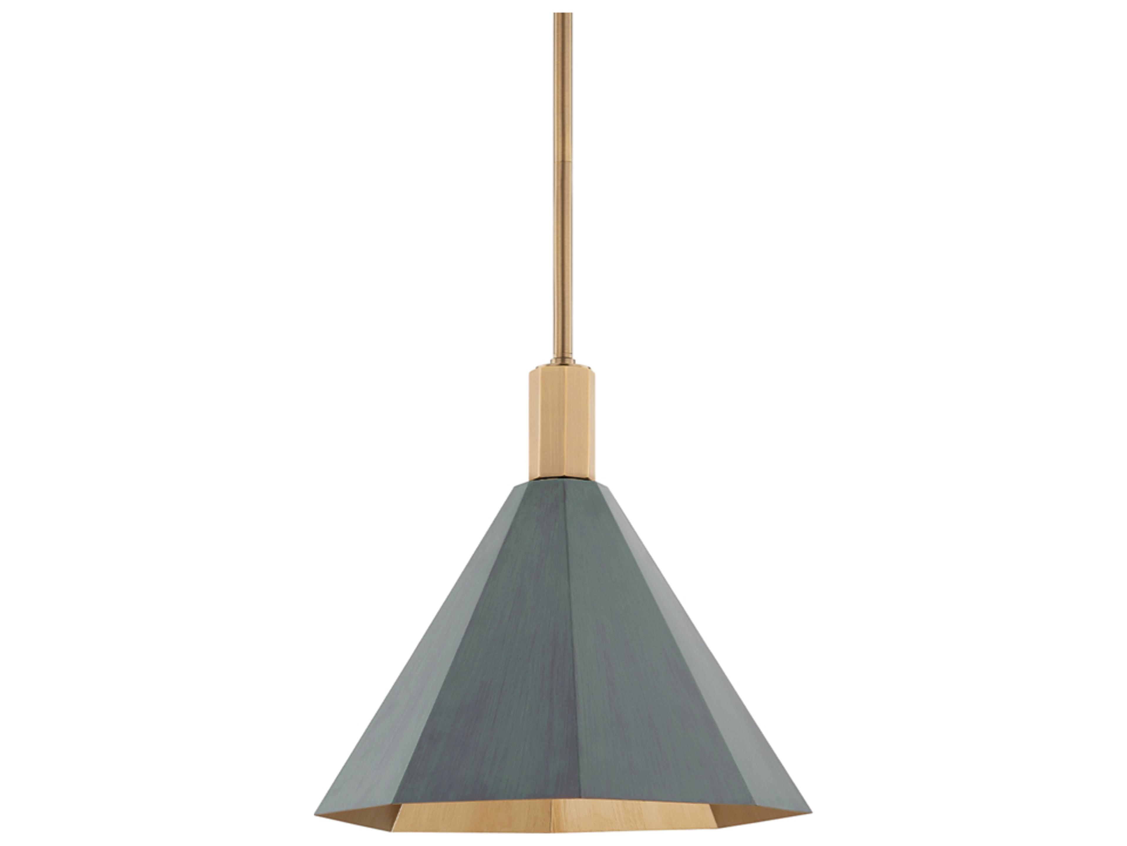 Troy Lighting Huntley 1-Light Patina Brass Gray Pendant