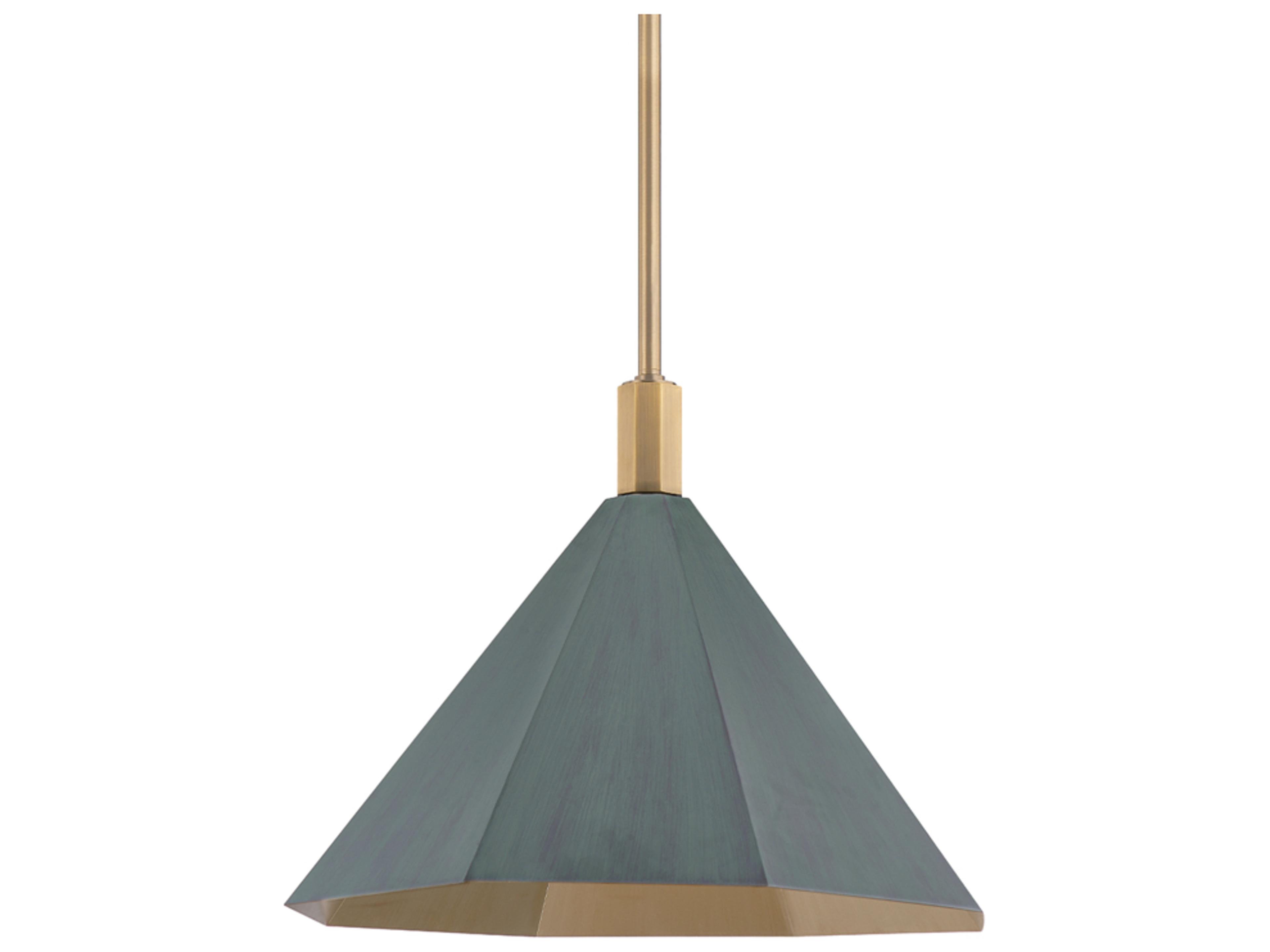 Troy Lighting Huntley 1-Light Patina Brass Gray Pendant