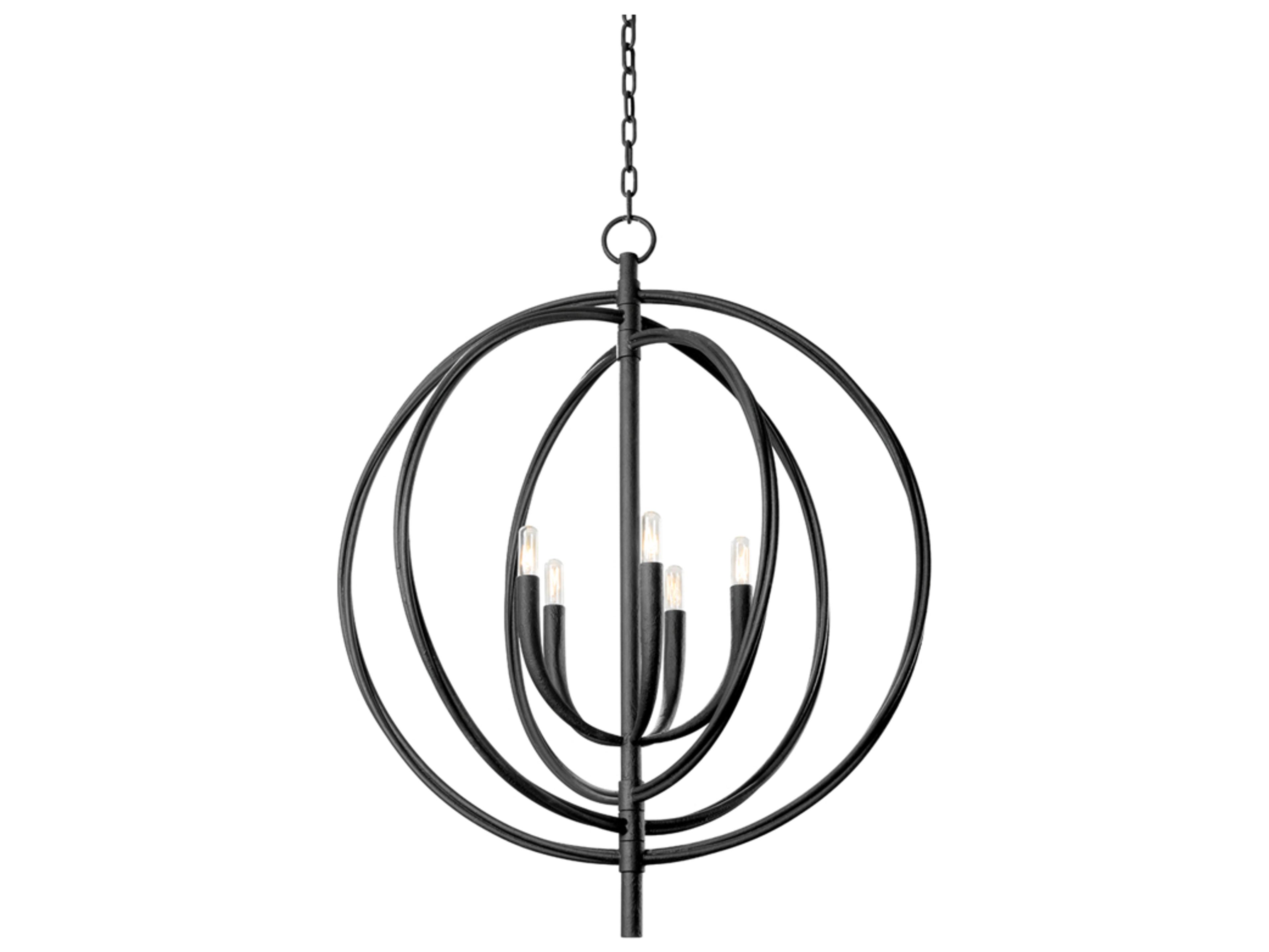 Troy Lighting Fillea 5-Light Black Iron Globe Chandelier