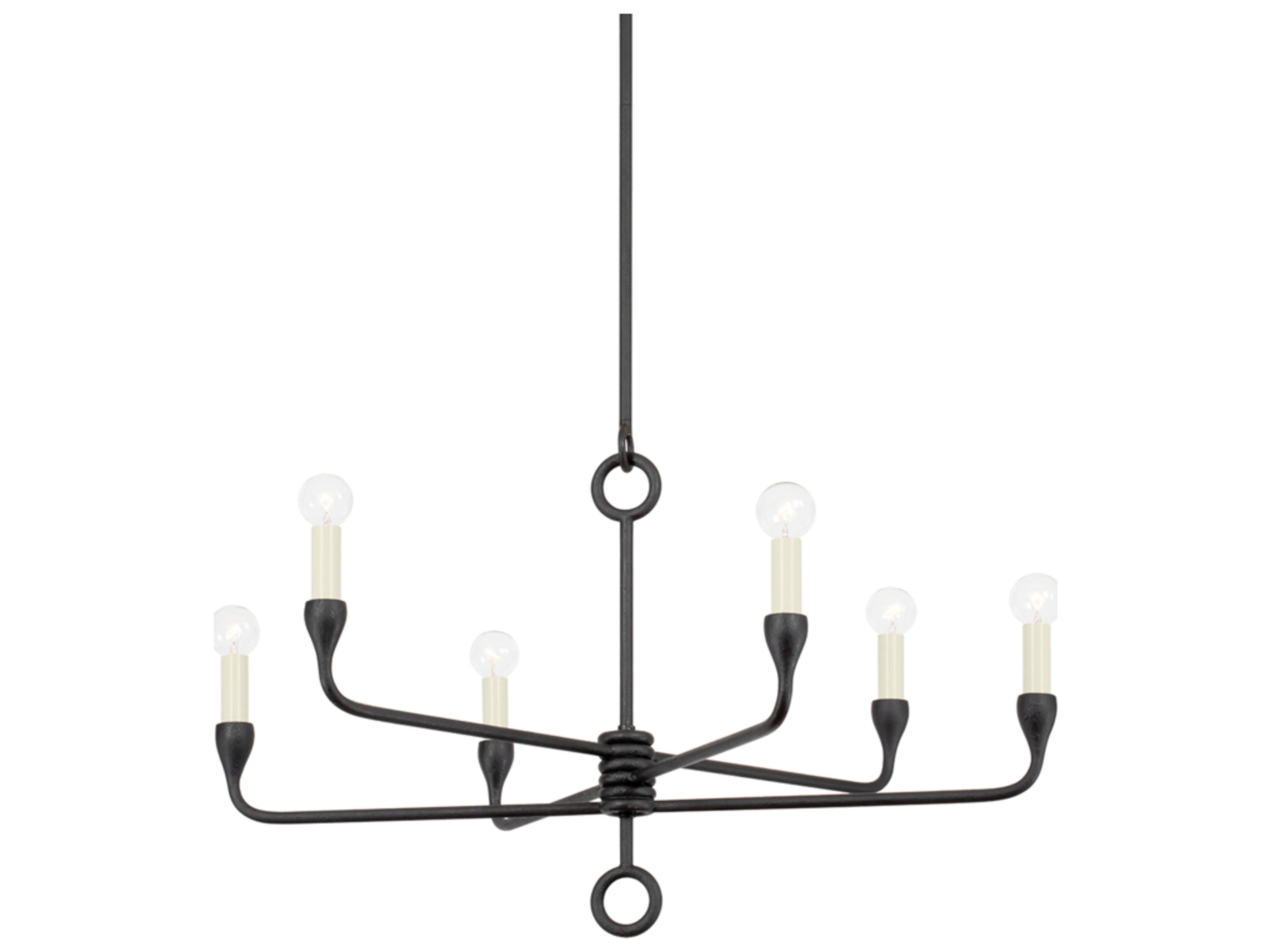 Troy Lighting Orson 6-Light Black Iron Candelabra Chandelier