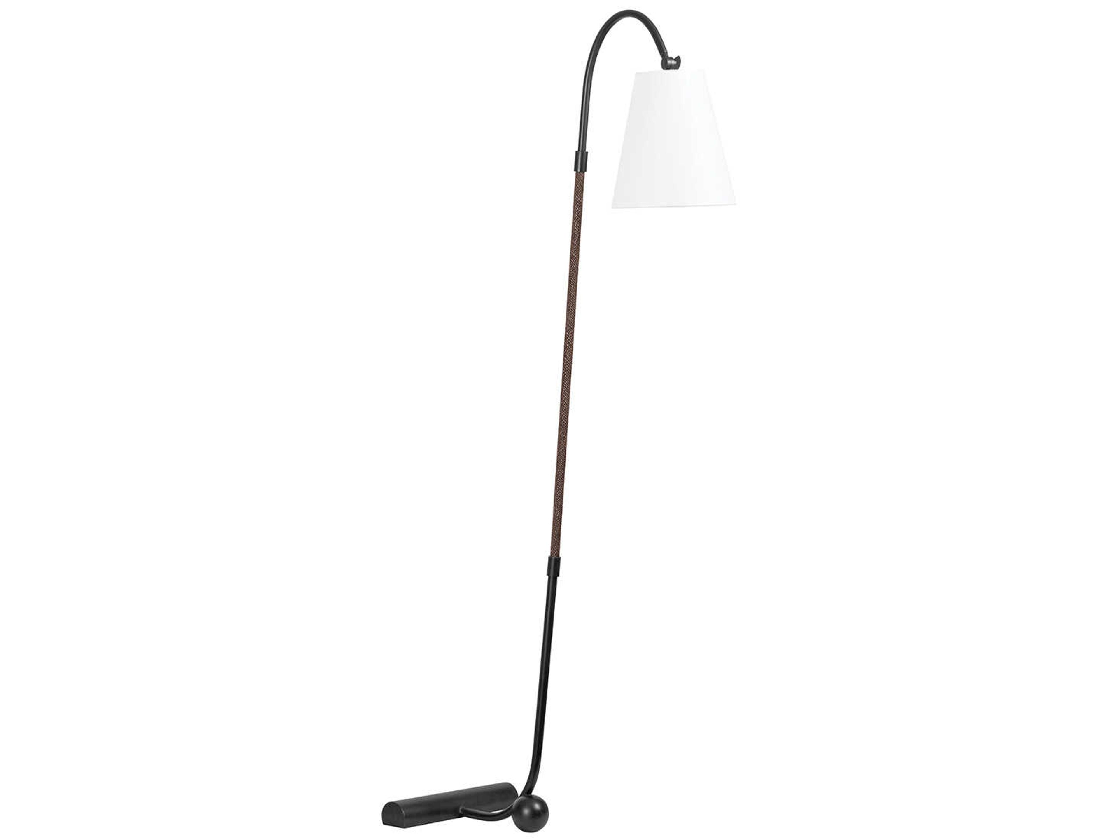 Troy Lighting Holliston Forged Iron White Linen Black Floor Lamp