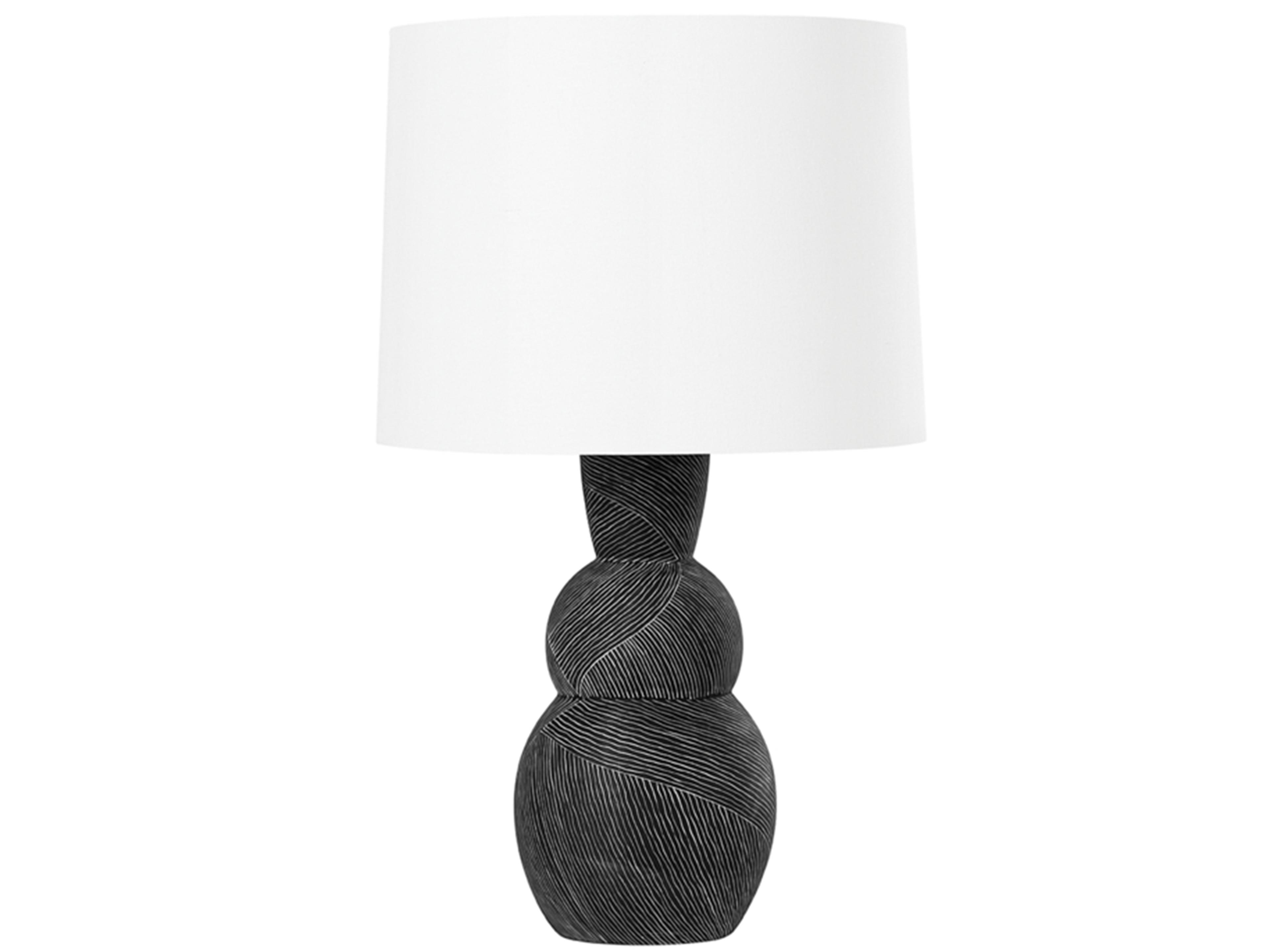 Troy Lighting Miles Ceramic Etched Black White Linen Buffet Lamp
