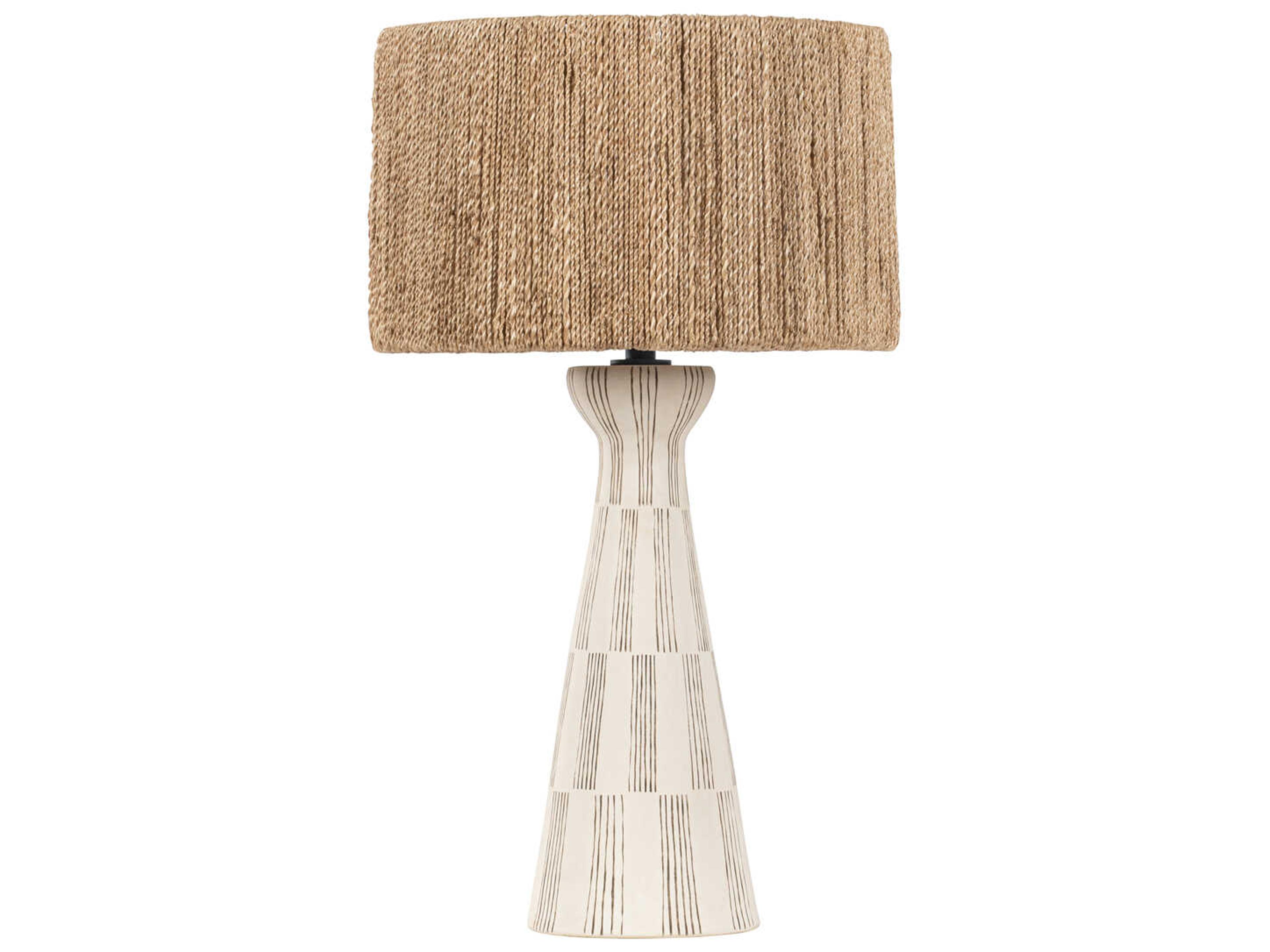 Troy Lighting Palma Patina Brass Ceramic Graphic White Natural String Silver Buffet Lamp