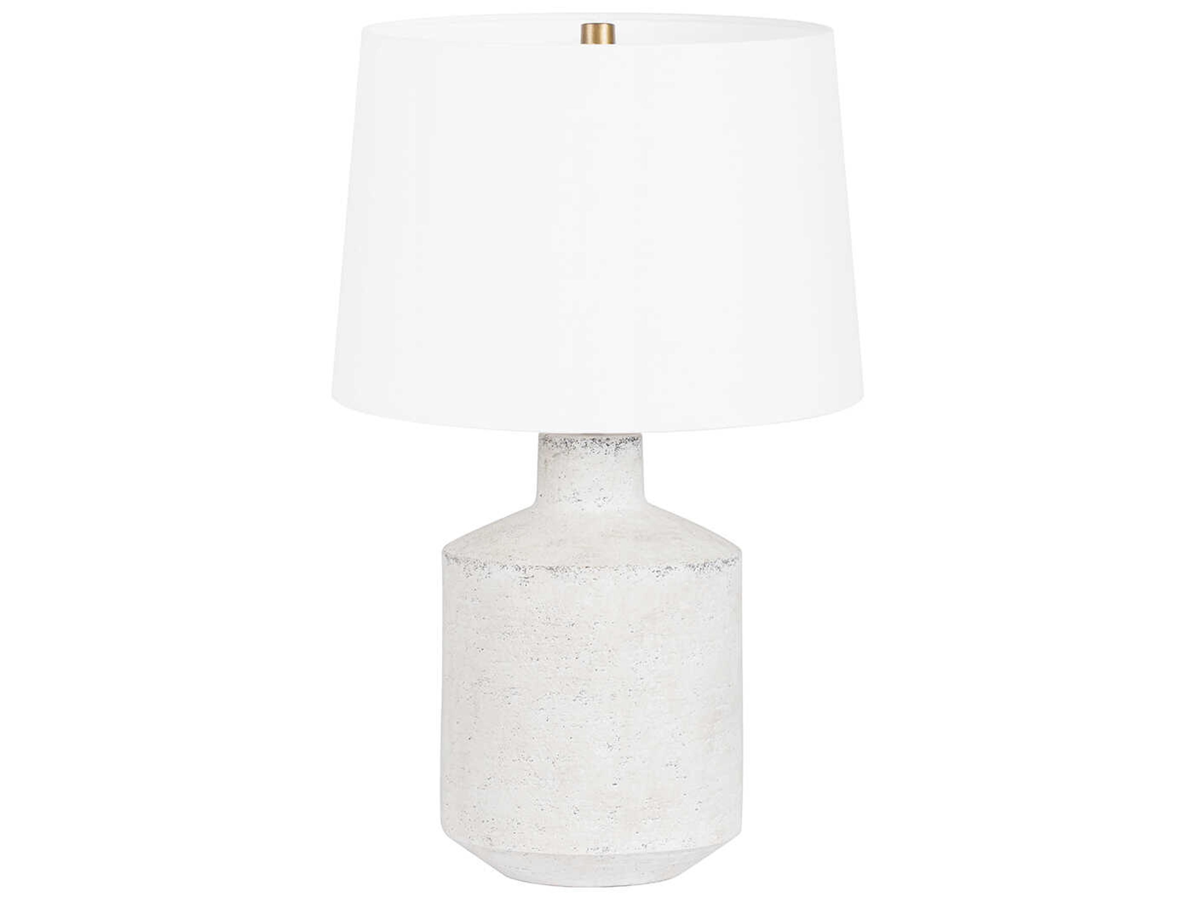 Troy Lighting Dallas Patina Brass White Linen Table Lamp