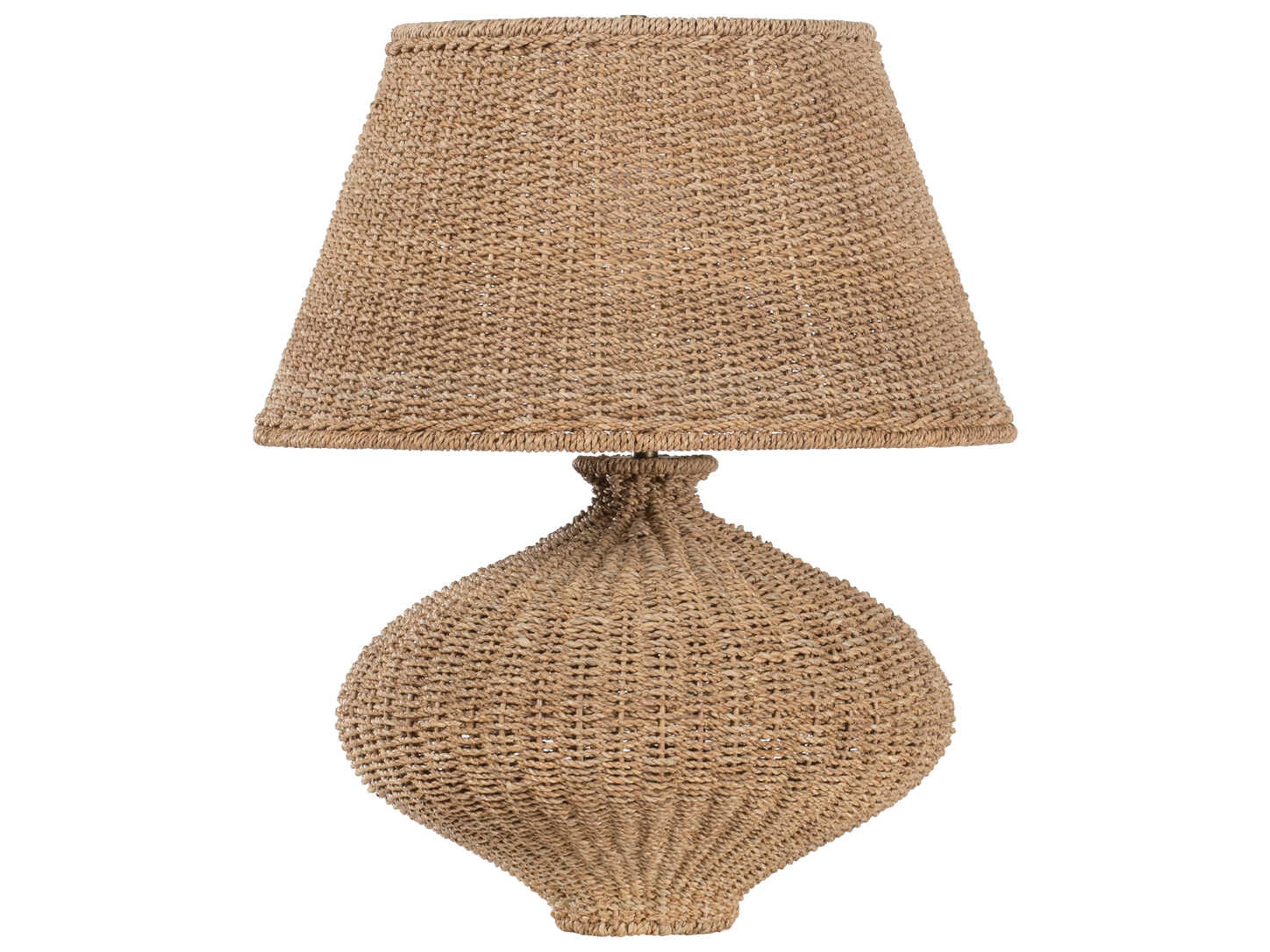 Troy Lighting Nette Patina Brass Natural Abaca Gray Buffet Lamp