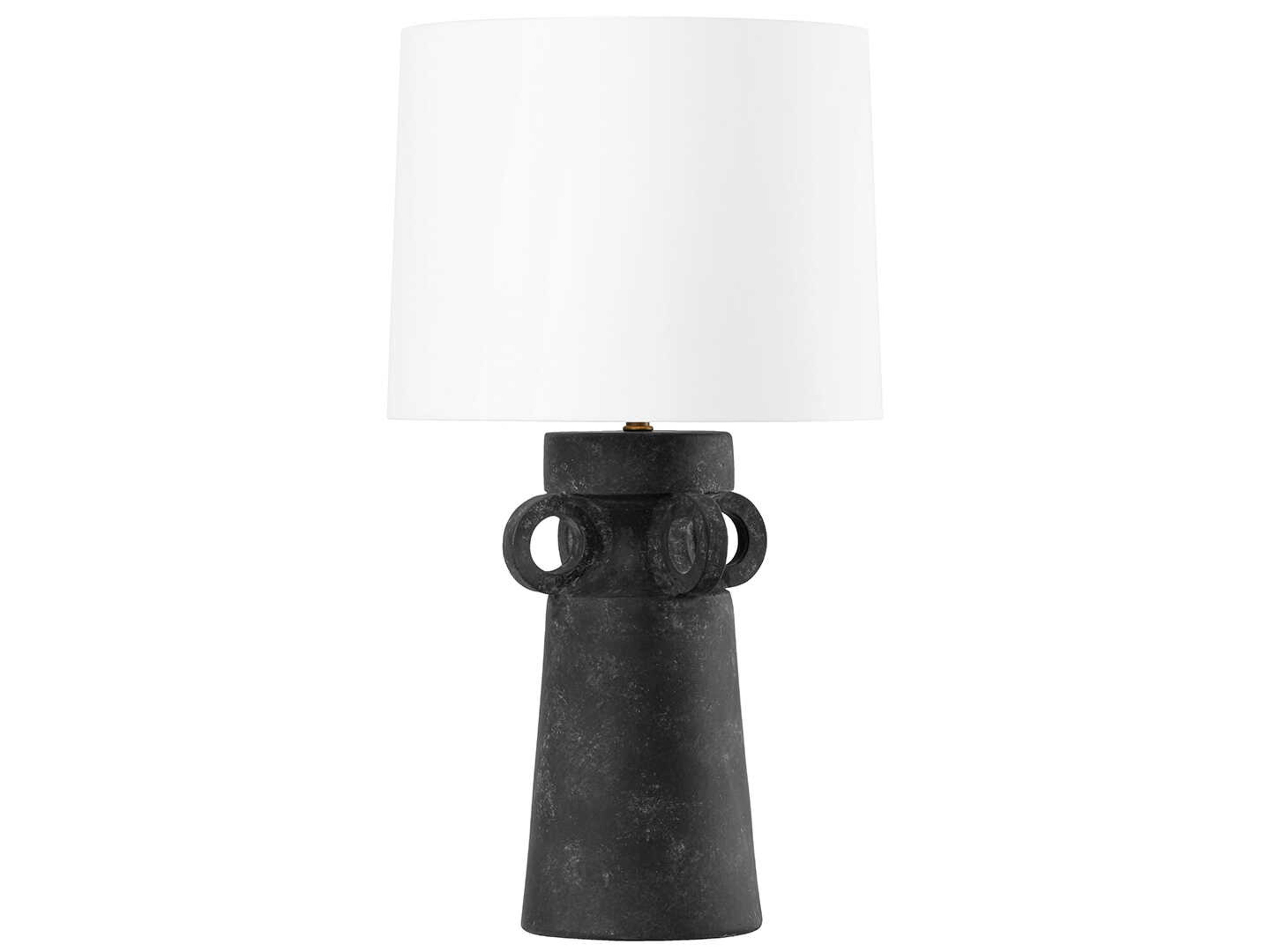 Troy Lighting Santa Cruz French Iron White Linen Black Buffet Lamp