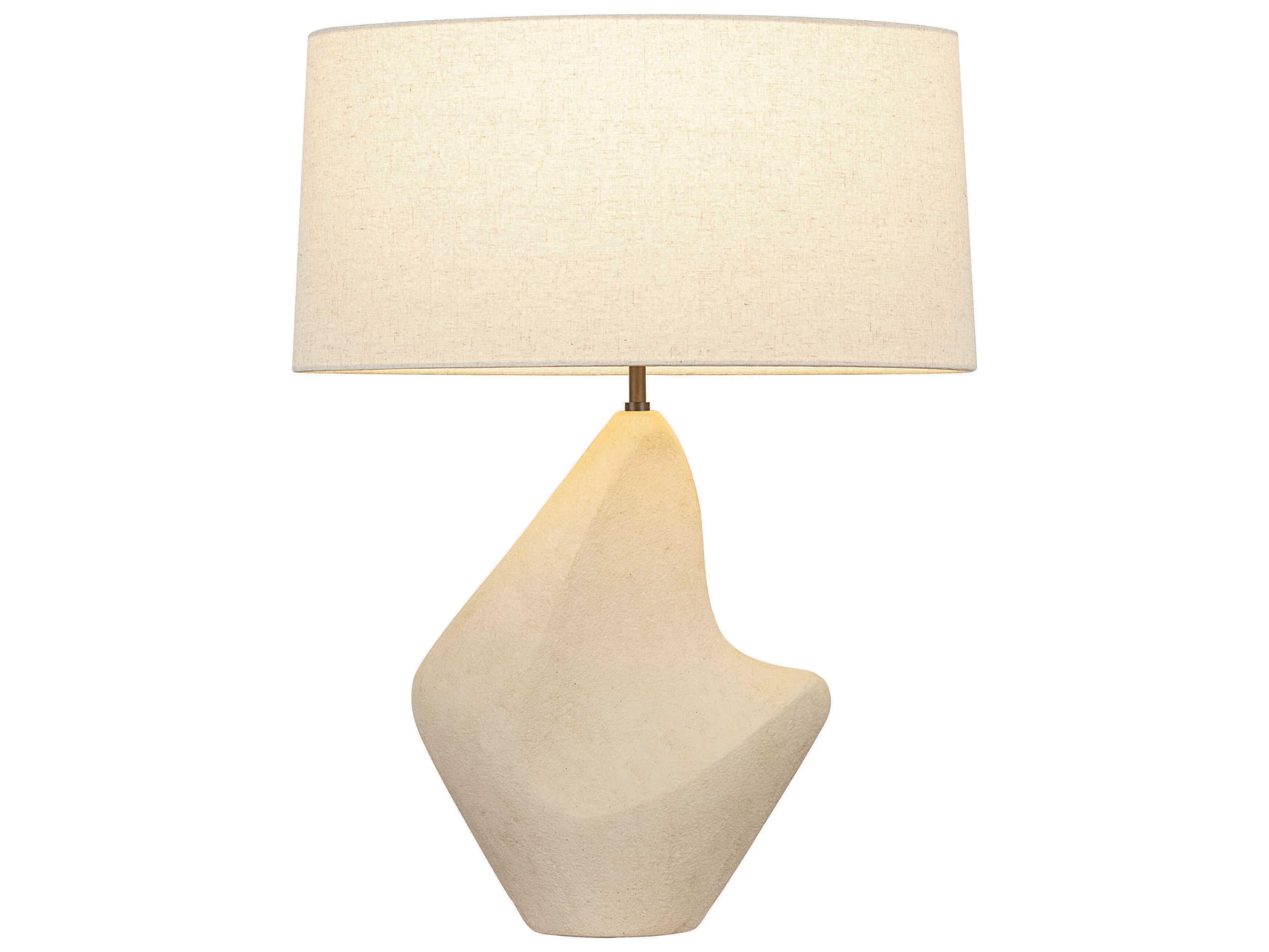 Troy Lighting Chandler Mclellan Huntly Bronze Ceramic Ivory Breakstone Natural Linen Fabric Buffet Lamp