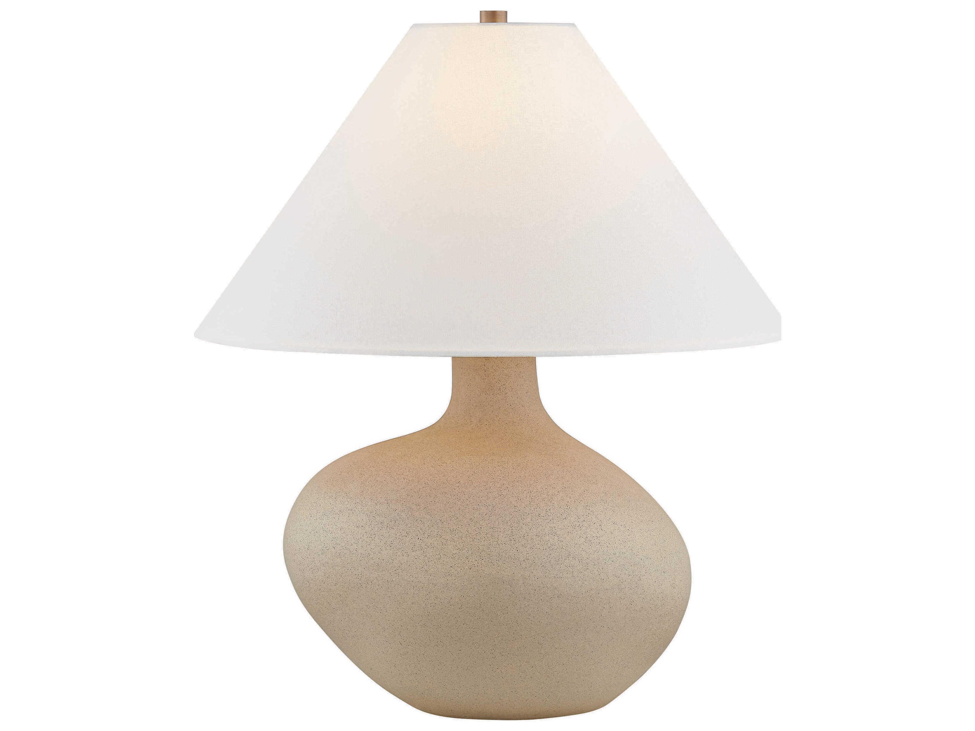 Troy Lighting Rebecca Ceramic Rough Sand White Linen Fabric Gold Buffet Lamp