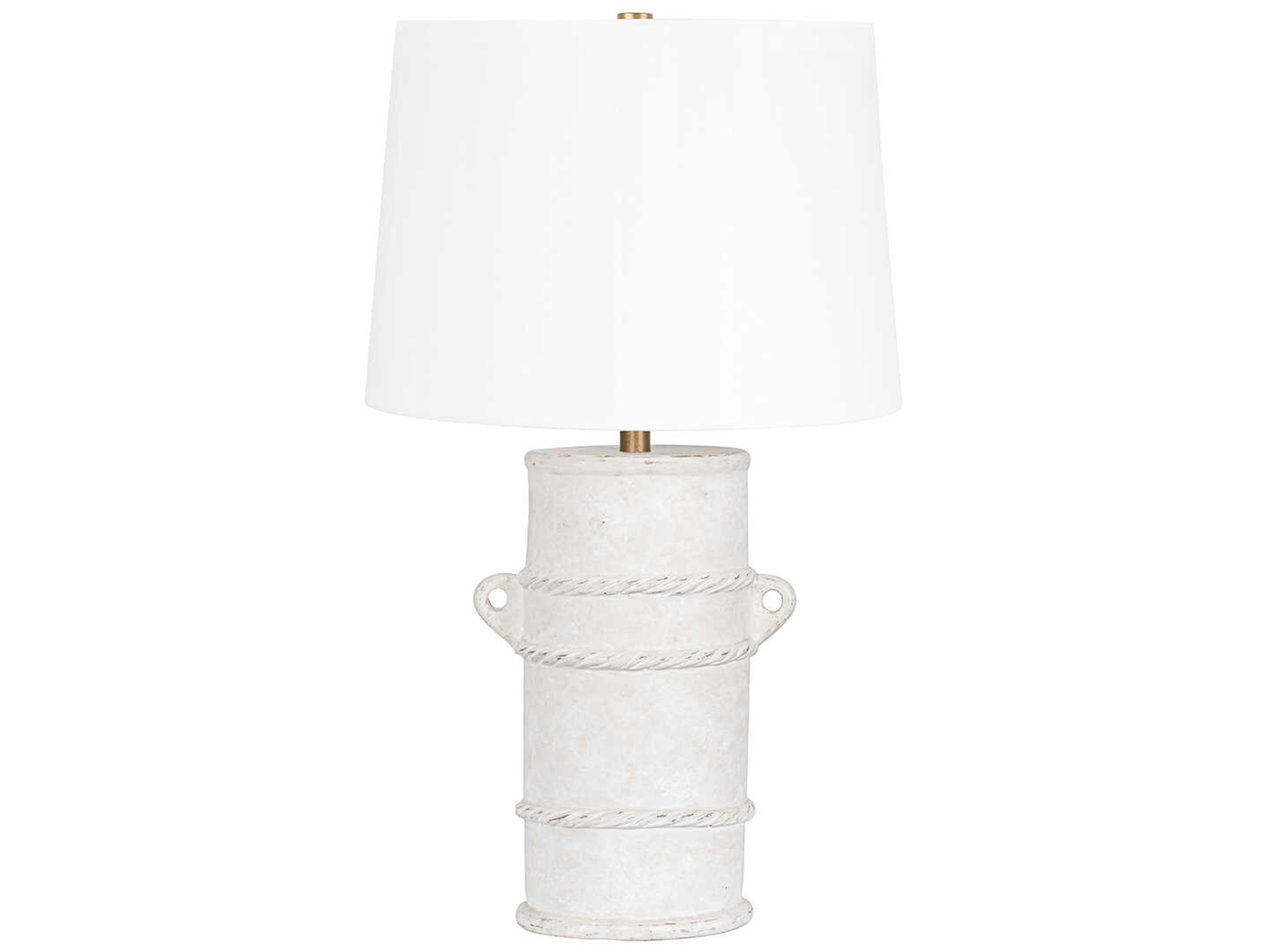 Troy Lighting Siena Patina Brass White Linen Buffet Lamp