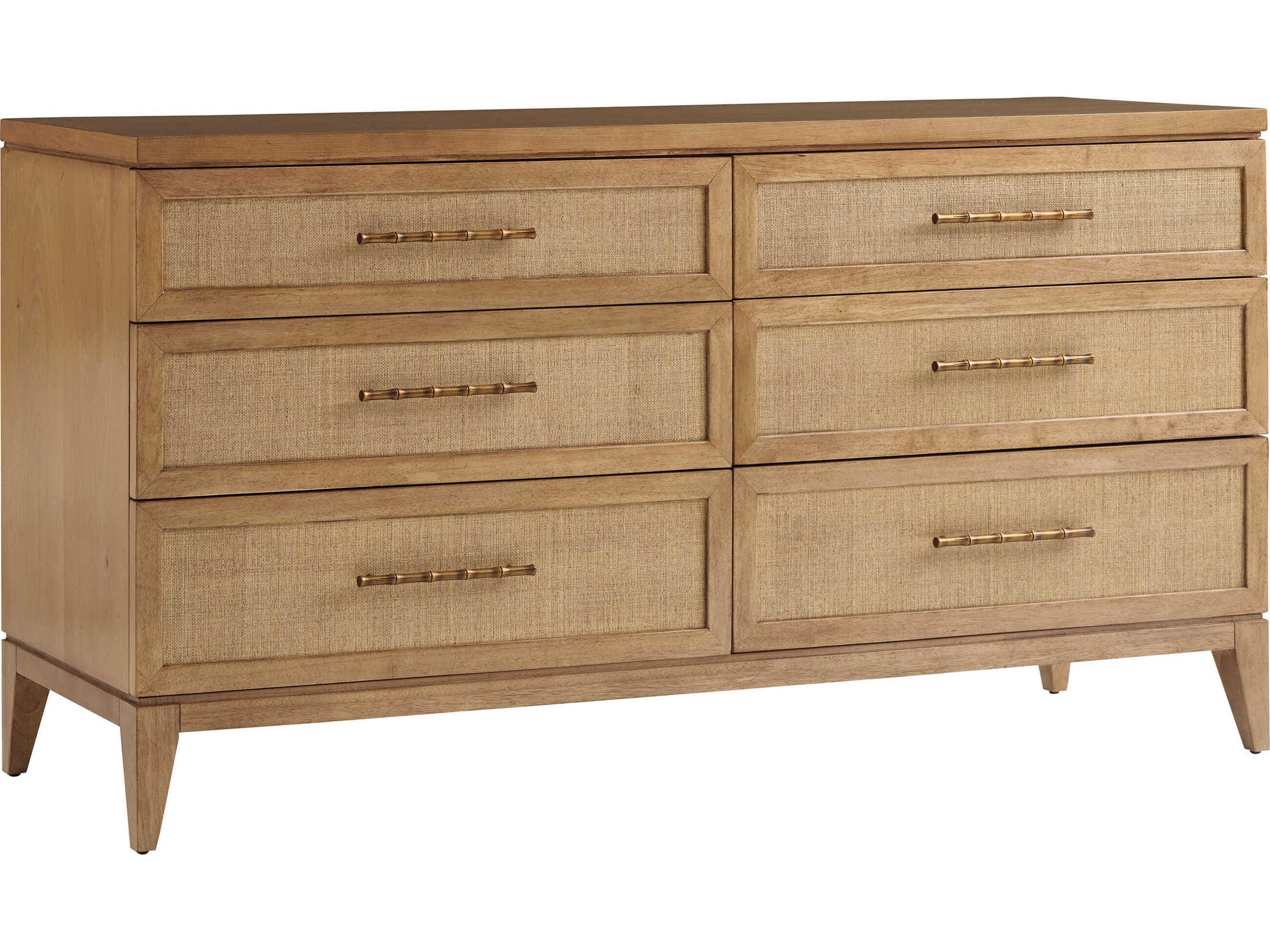Tommy Bahama Key Biscayne 6-Drawers Brown Bamboo Wood Double Dresser